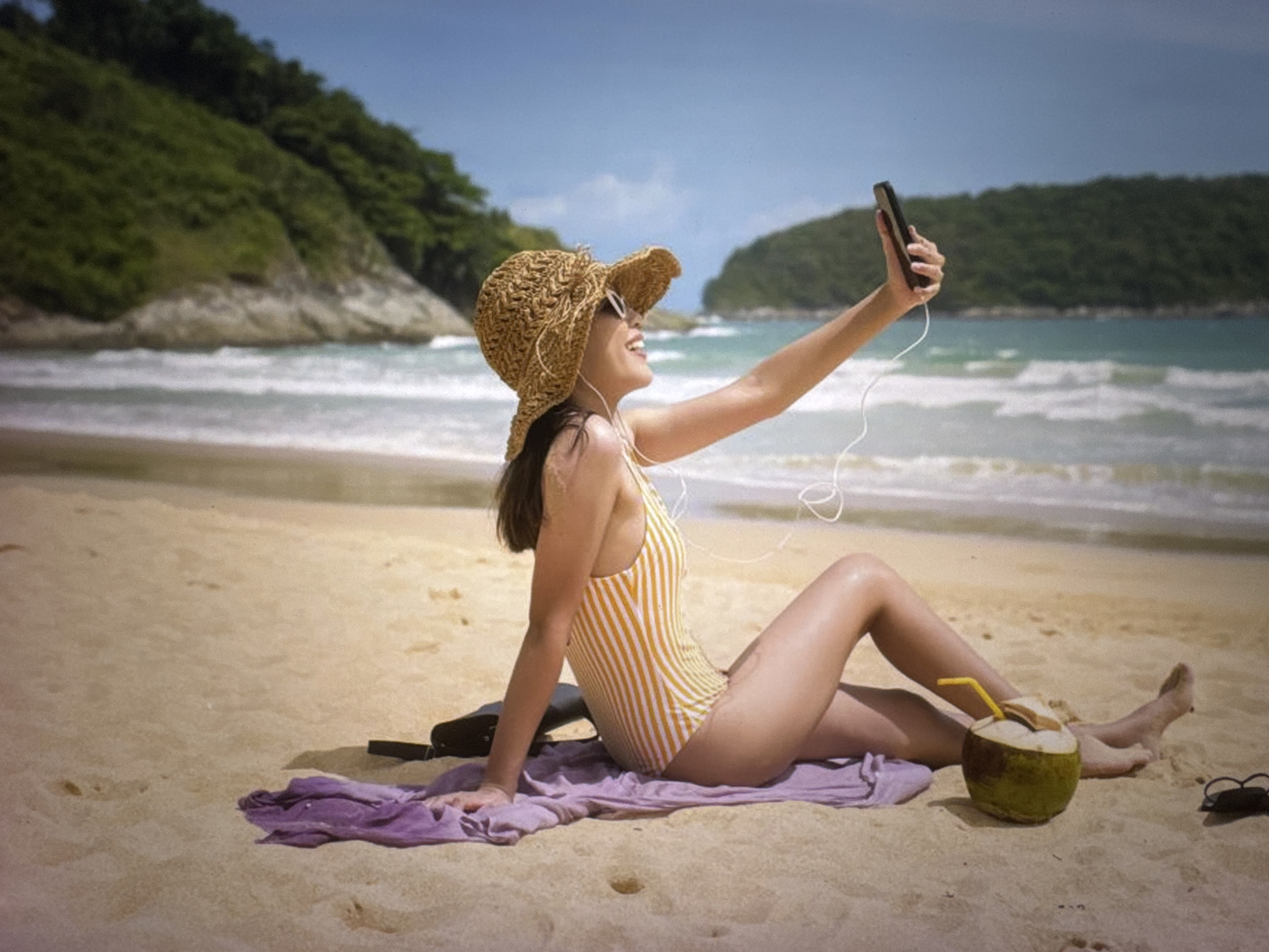 Beach and pool day scenes, with a few random extras