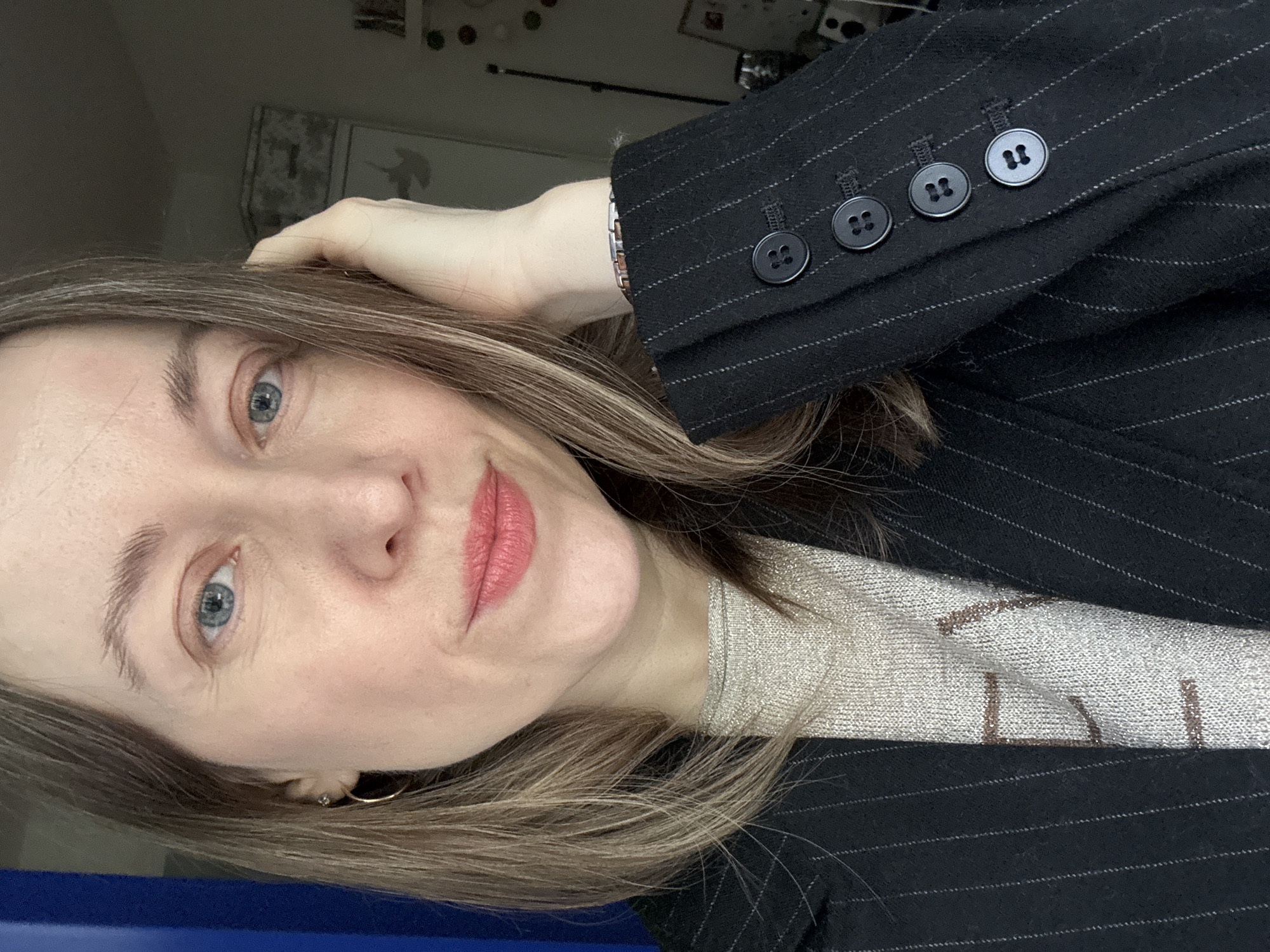 Woman takes early morning selfies in Kudrovo, Russia
