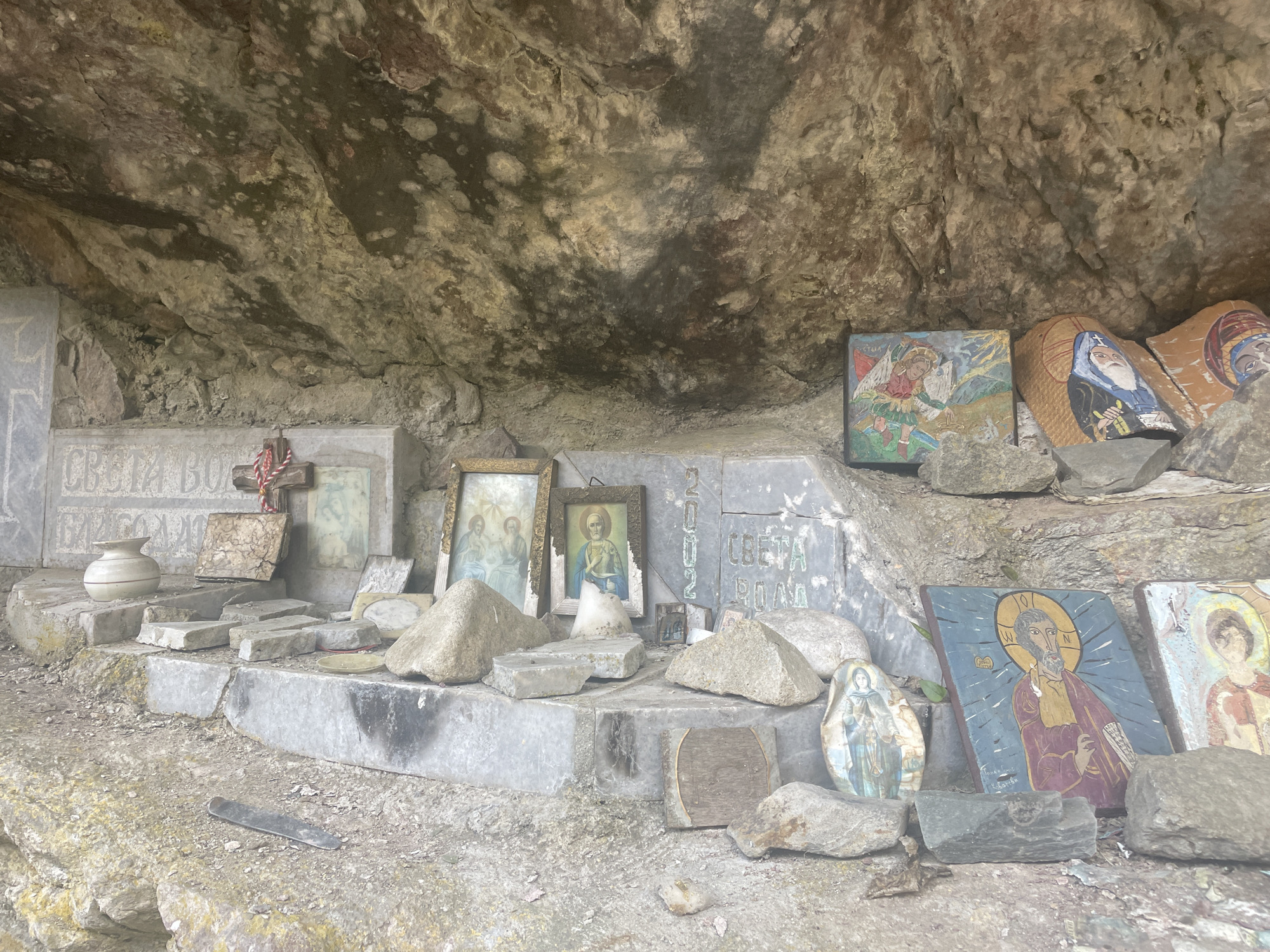 Visitor documented at natural religious shrine near Sofia