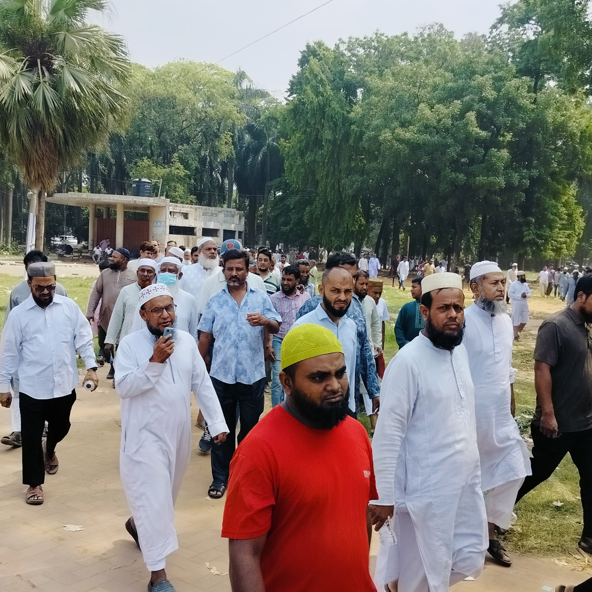 Jamaat-e-Islami political gathering with temporary structures observed in Dhaka