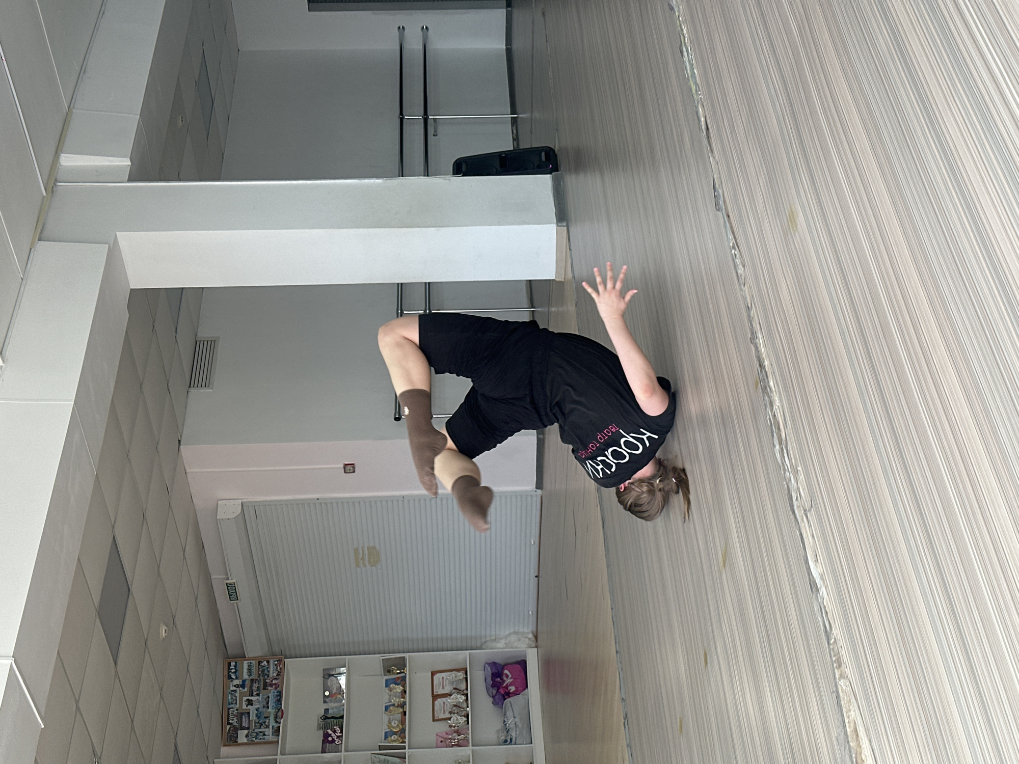 Dancer performs aerial flip at Votkinsk studio
