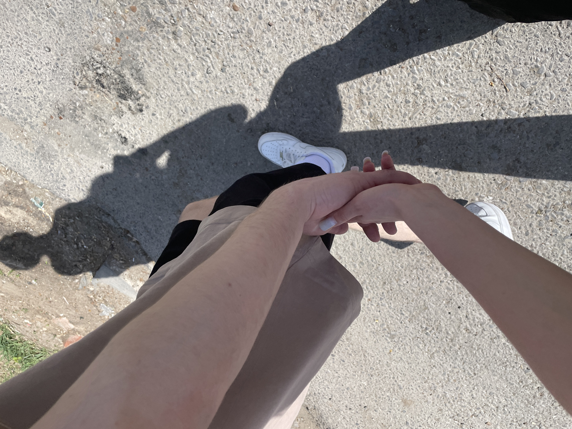 Casual walk with companion and dog in Ufa neighborhood