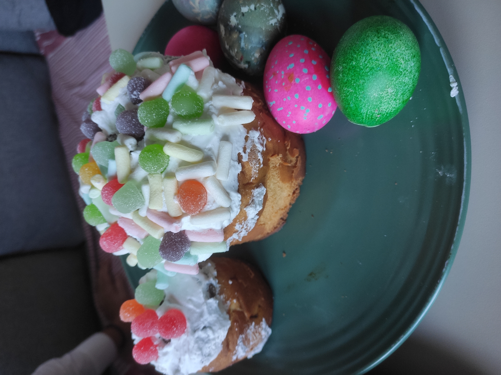 Easter celebration with decorated cakes and eggs in Denpasar