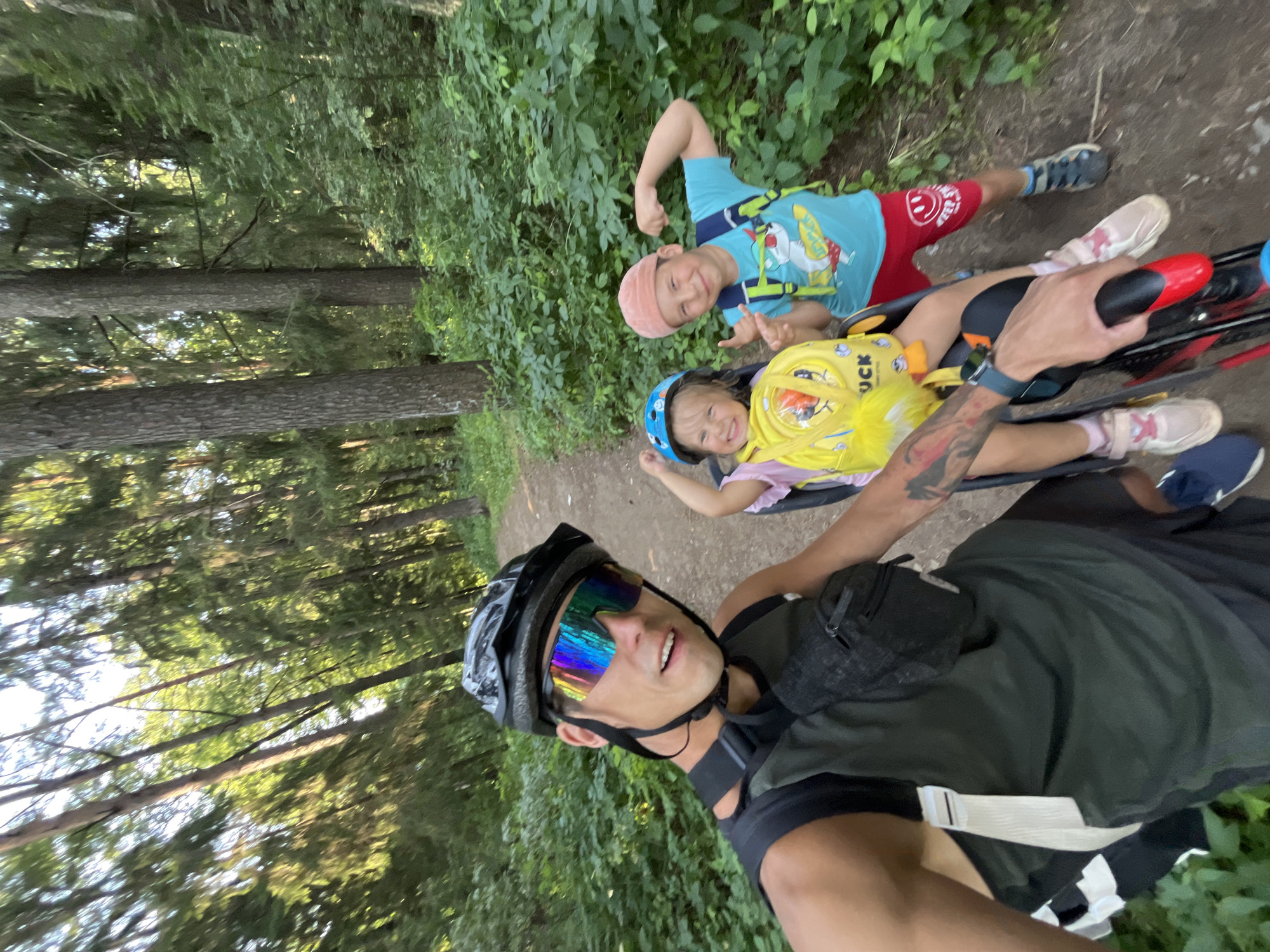 Family bike ride through the forests of Chaikovsky