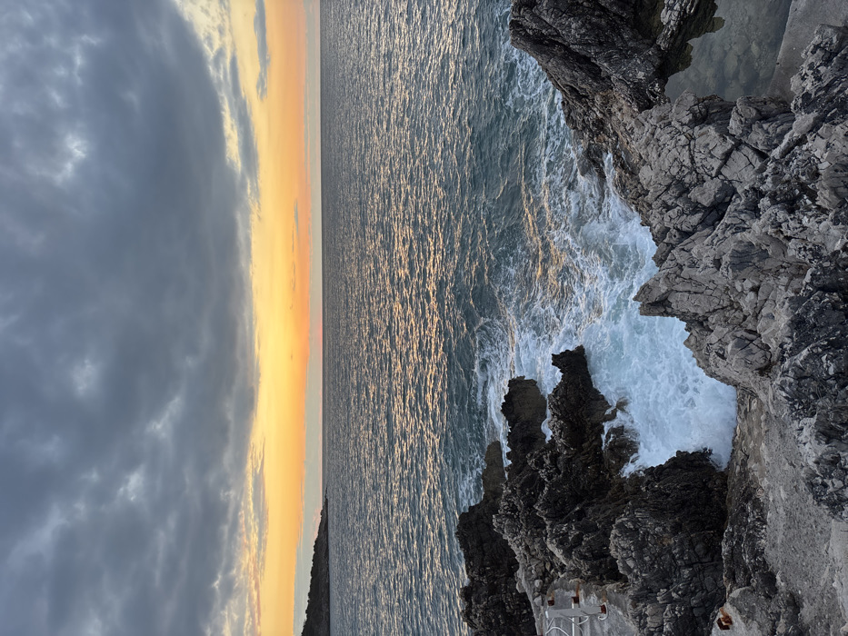 Sunset gathering documented along Montenegro's Adriatic coast near Bar