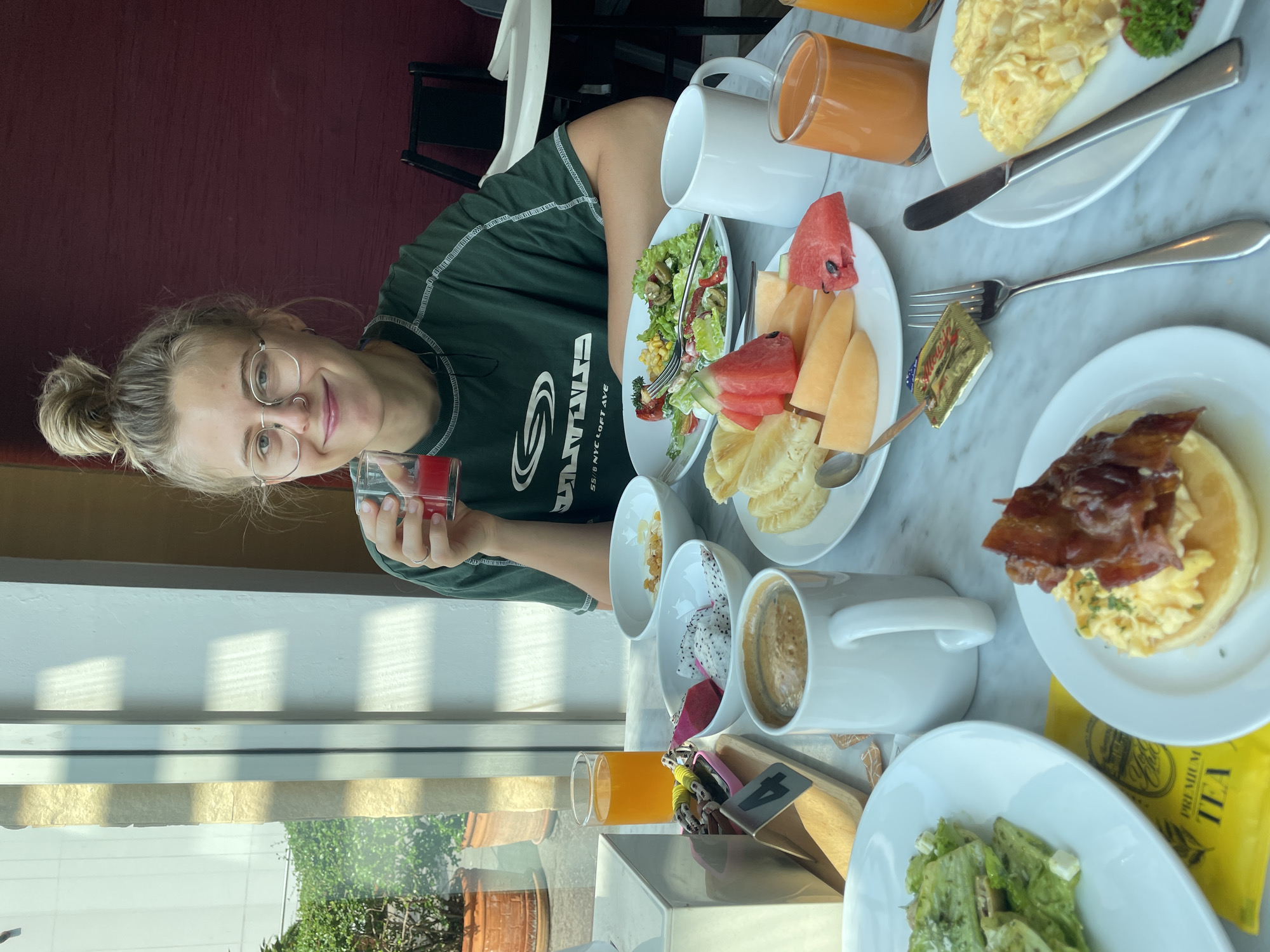 Bangkok breakfast scene captured at indoor dining establishment