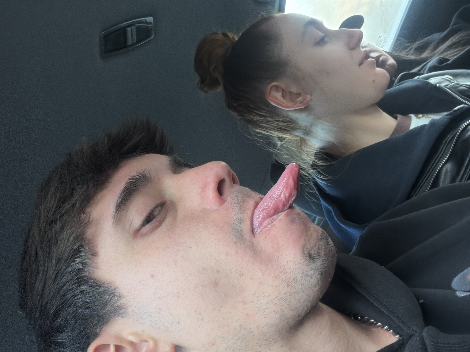 Two people photographed in vehicle in Staro Selo, Bulgaria