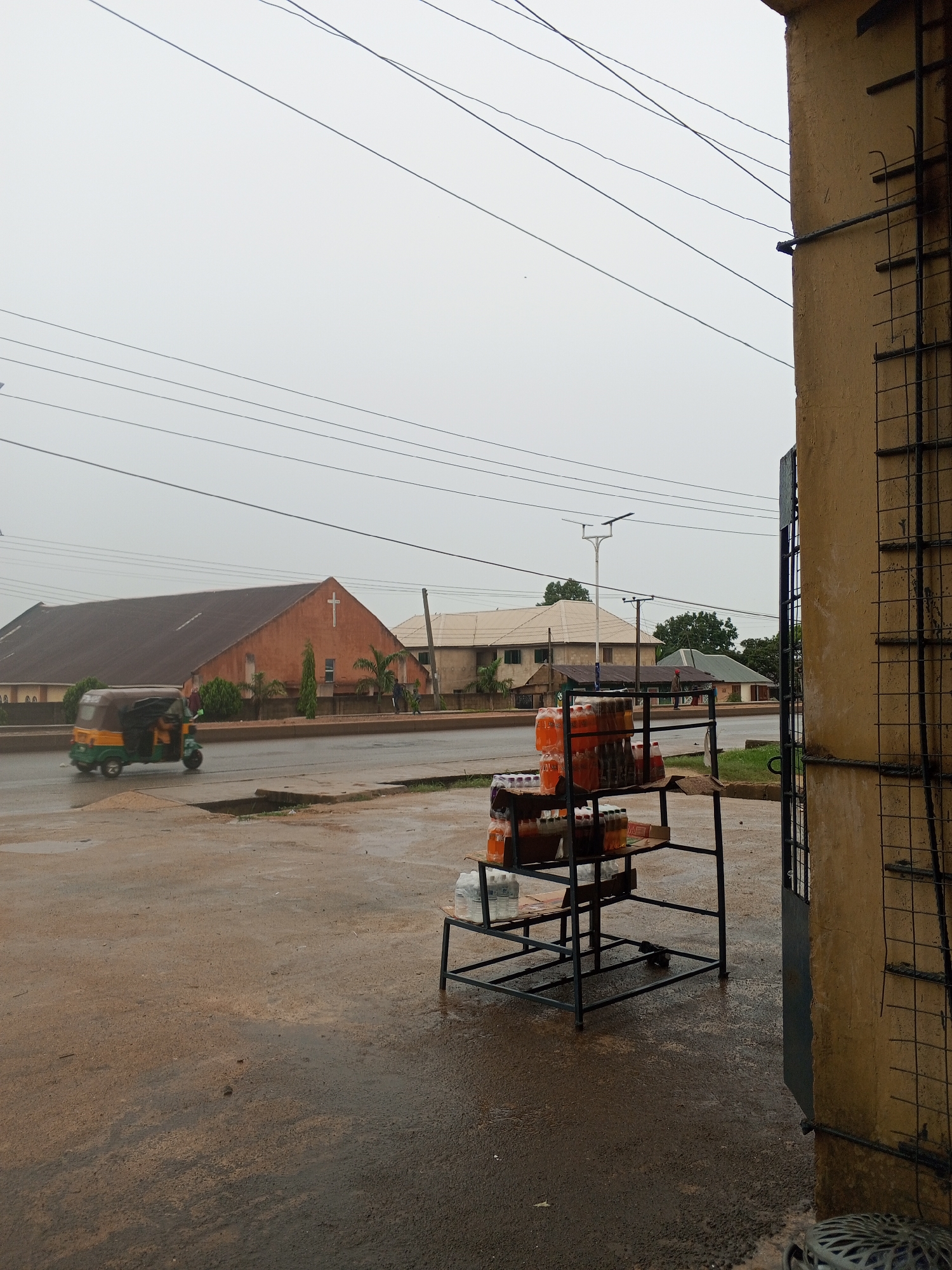 Street construction work continues during wet weather conditions