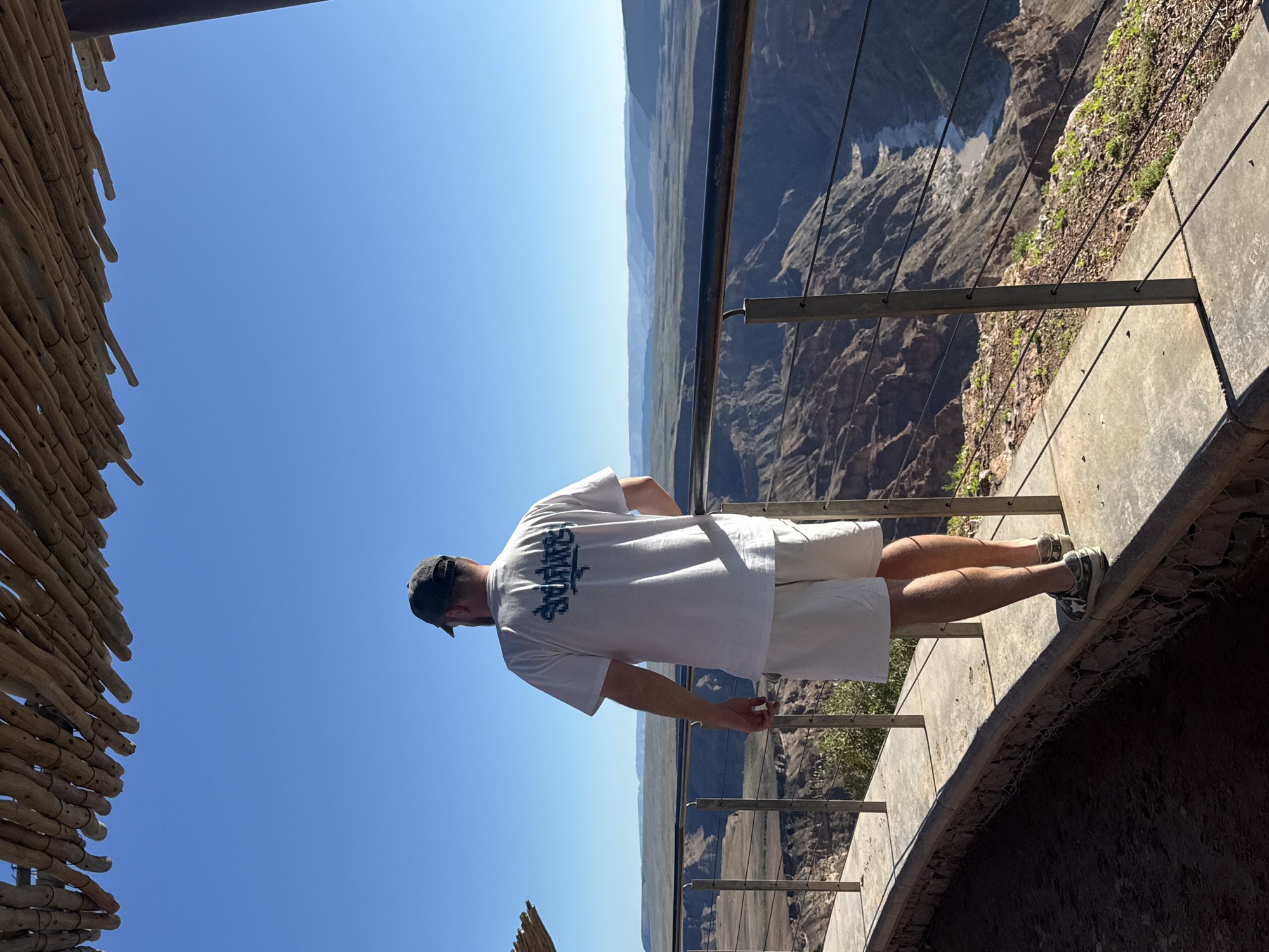 Tourist photographed at canyon viewing platform in Hobas, Namibia