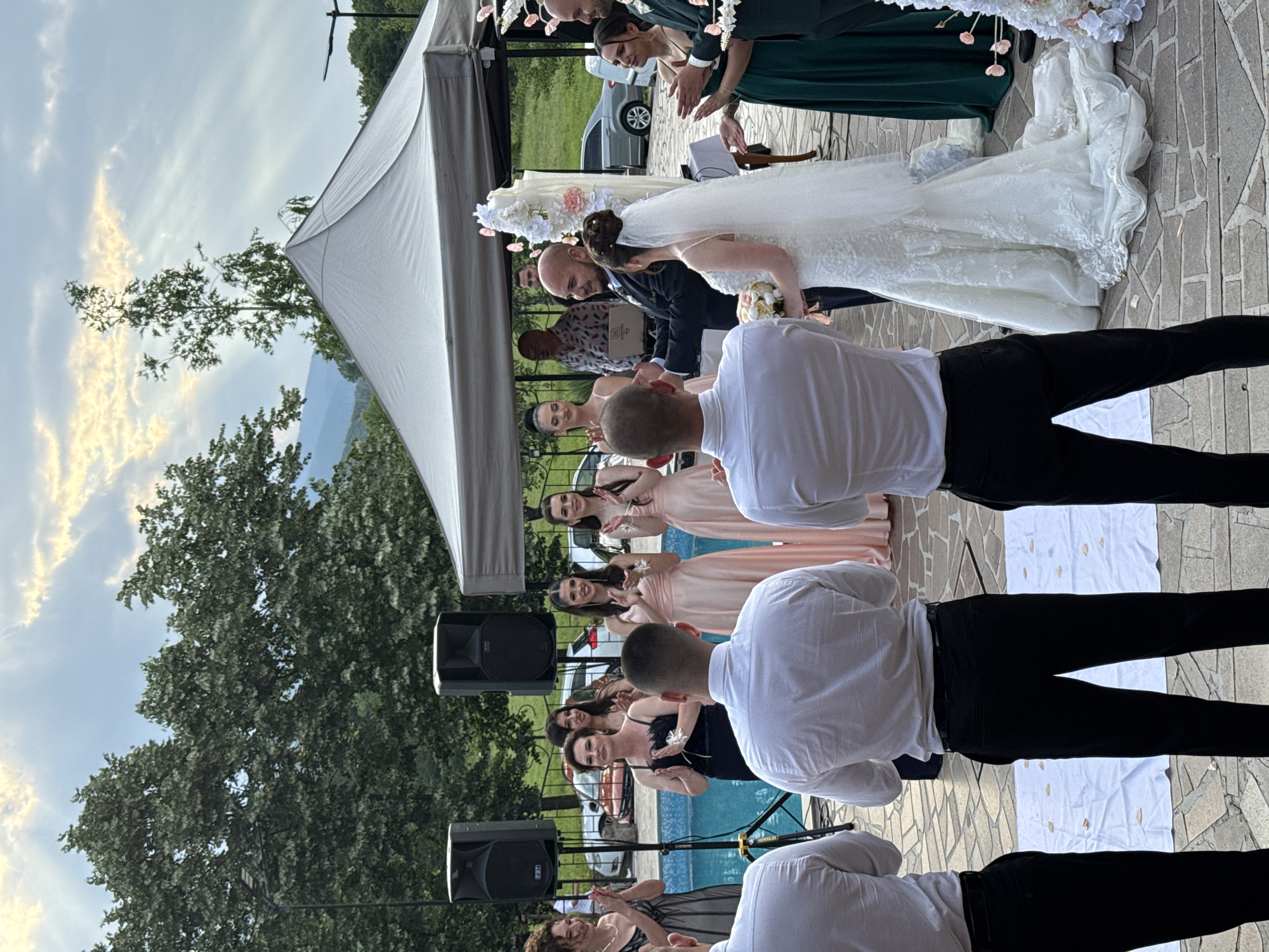 Wedding ceremony held outdoors in Debrashtitsa, Bulgaria