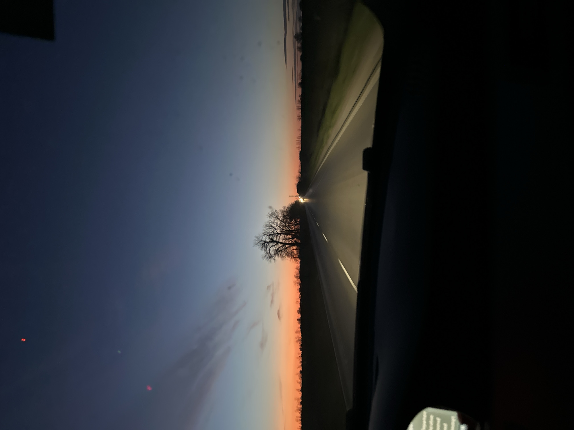 Motorist captures dusk sky transition while driving in Bulgaria
