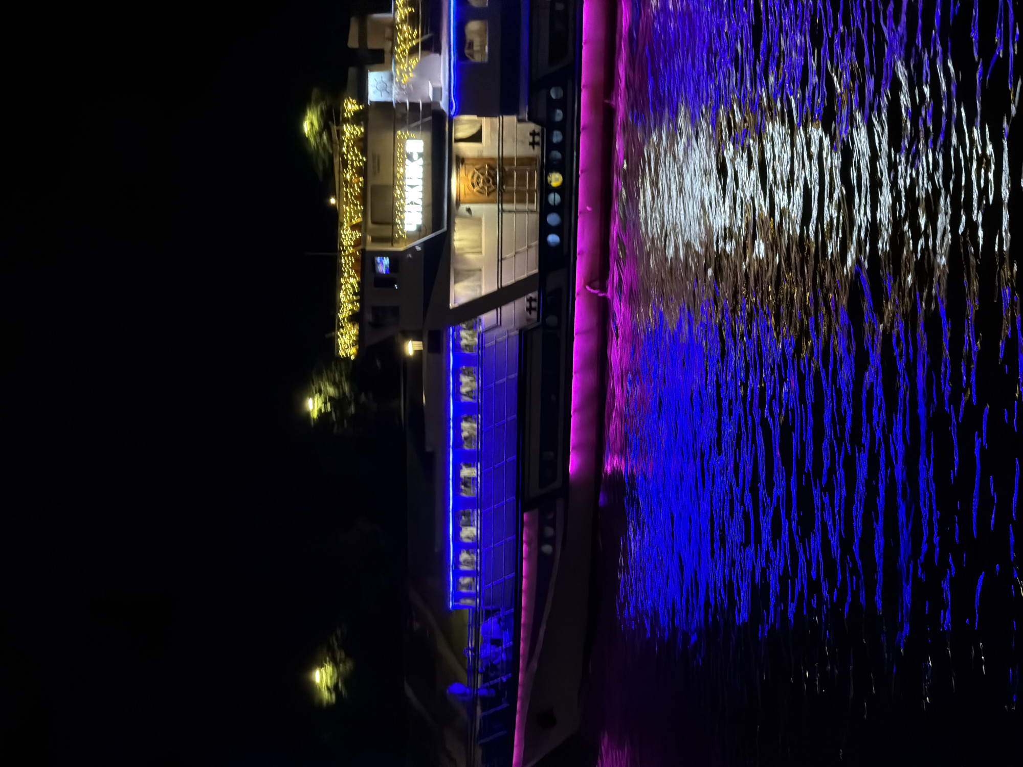 Lit riverboat spotted on Moscow waterway evening hours