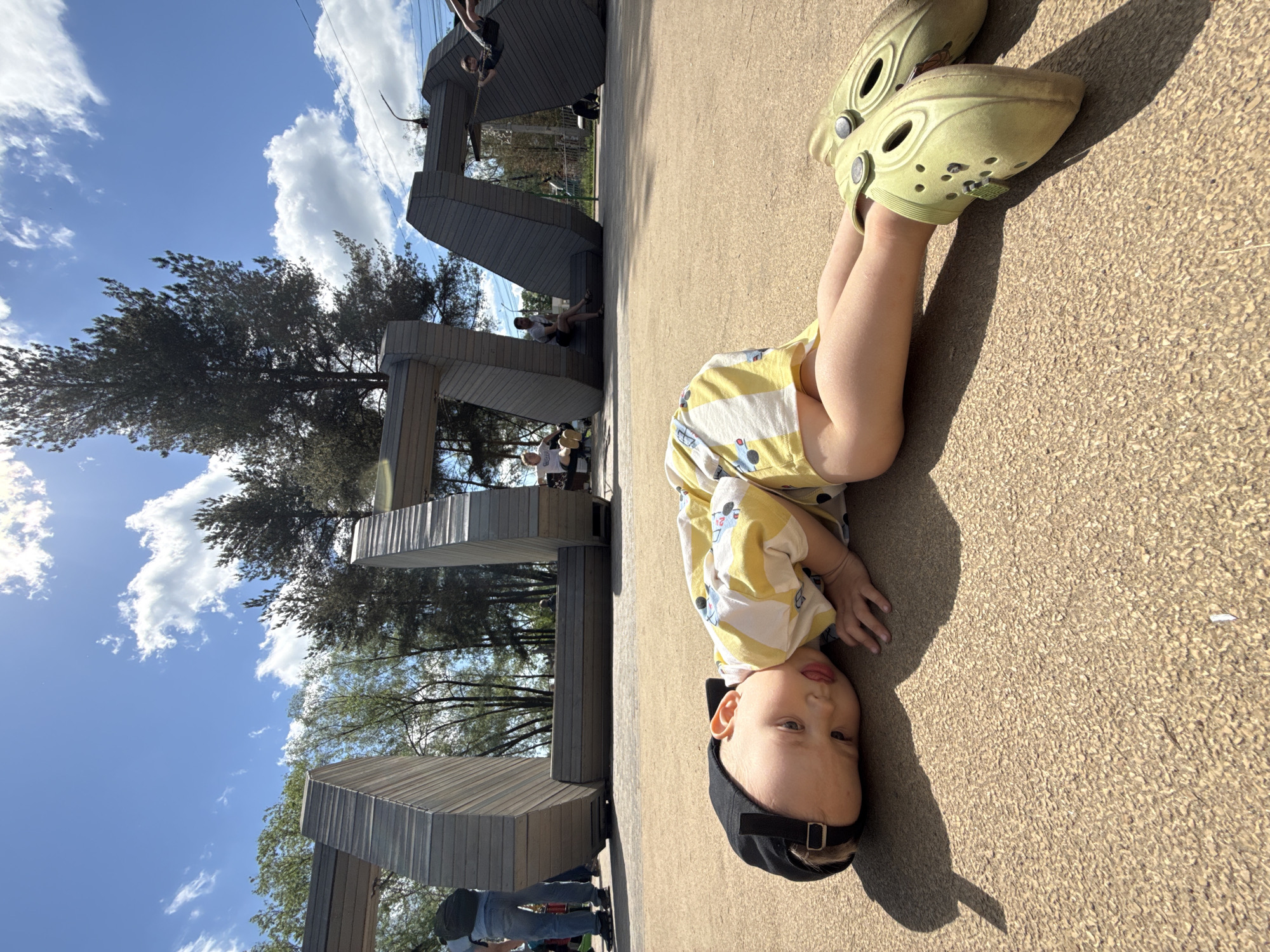 Family enjoys morning playground visit in Rusanovo, Russia