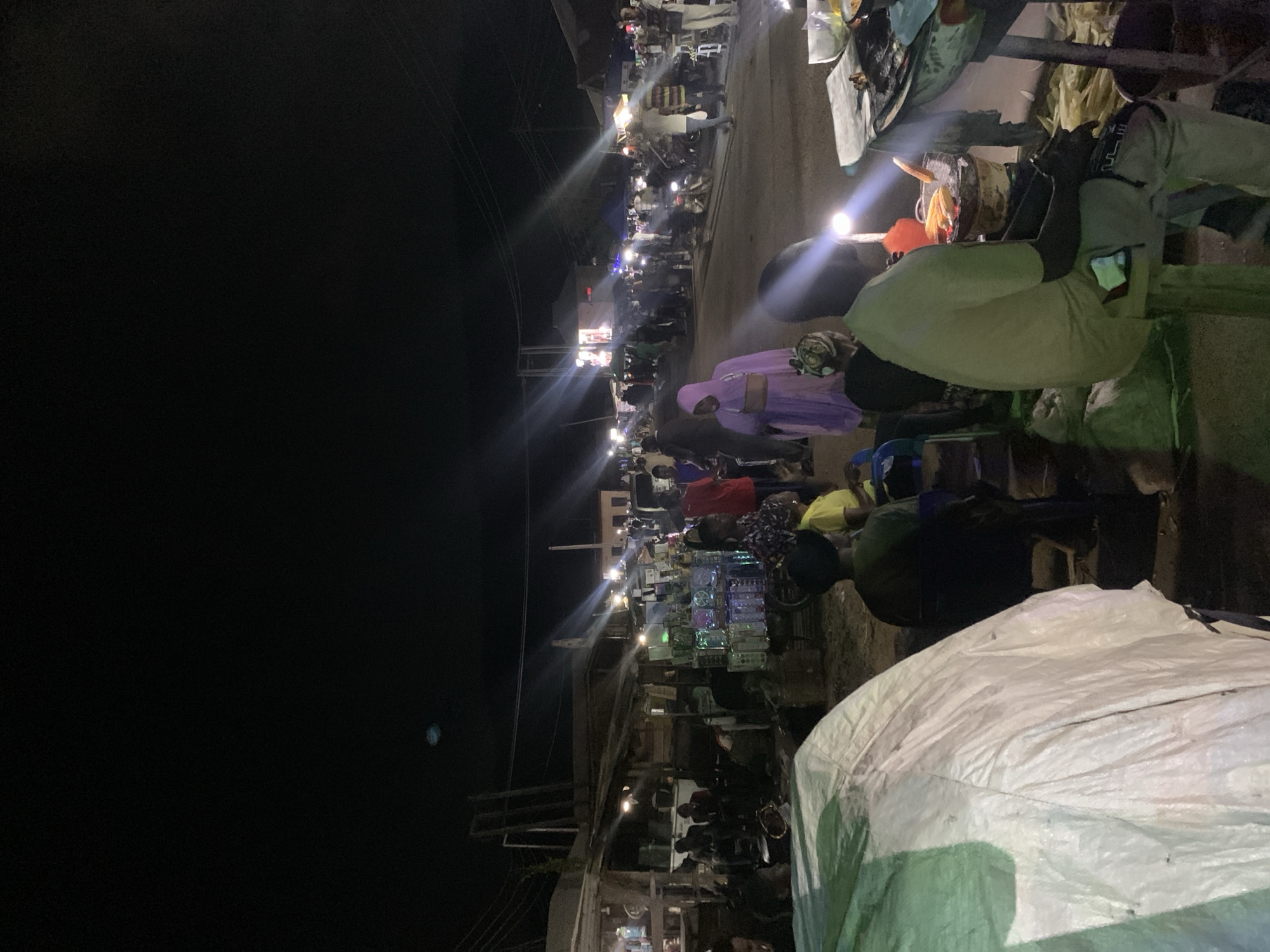 Night market in full swing on a Lokoja street