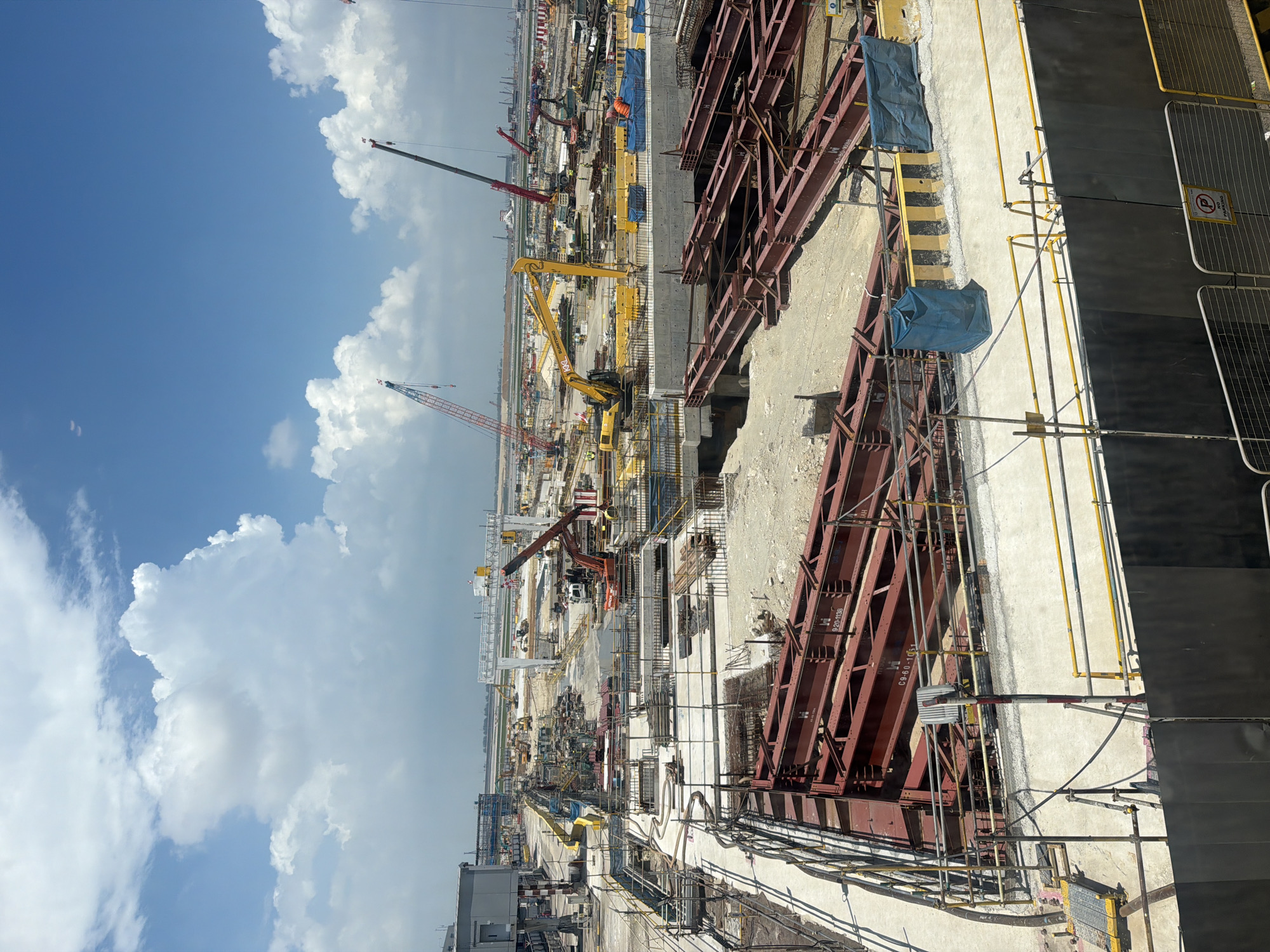 Construction site documented from aerial view in Singapore