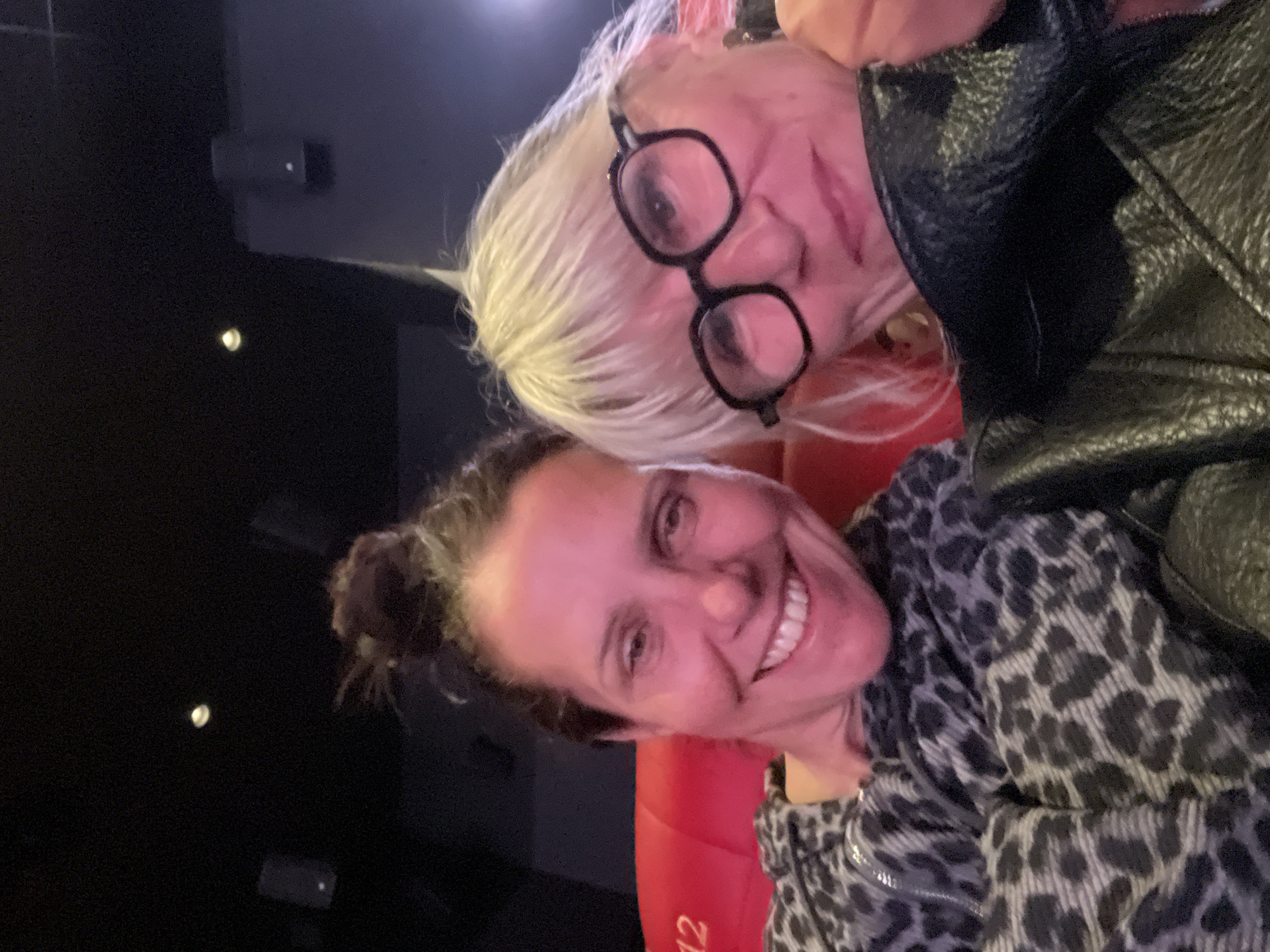 Moviegoers take selfies in Saint-Just-Saint-Rambert theater