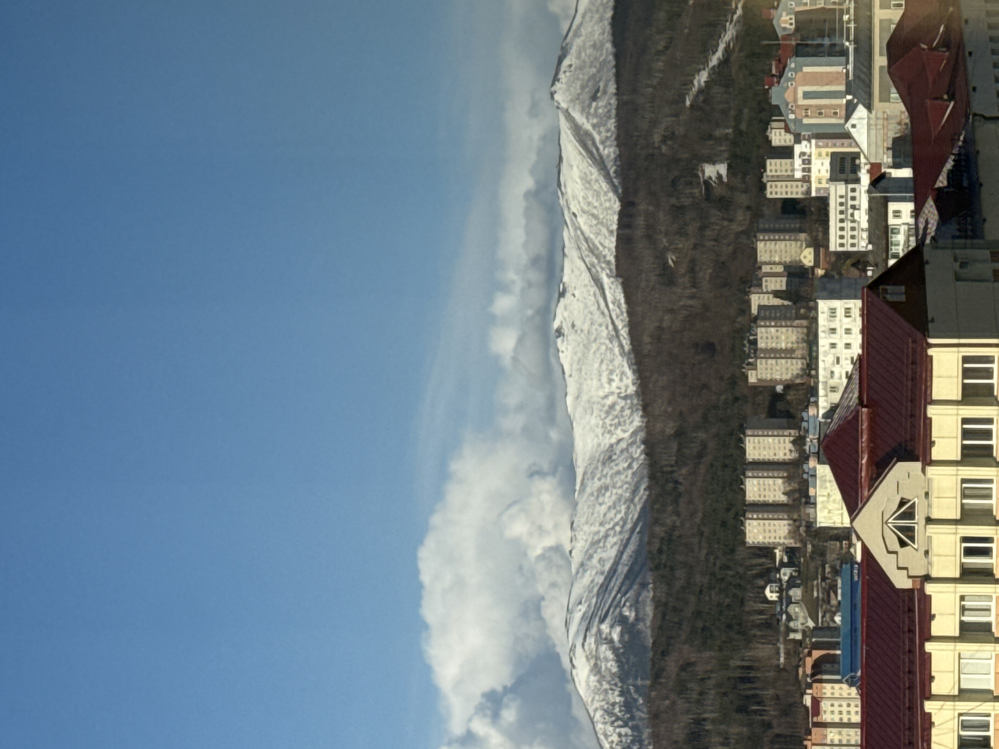 Morning panoramic views captured of Yuzhno-Sakhalinsk cityscape