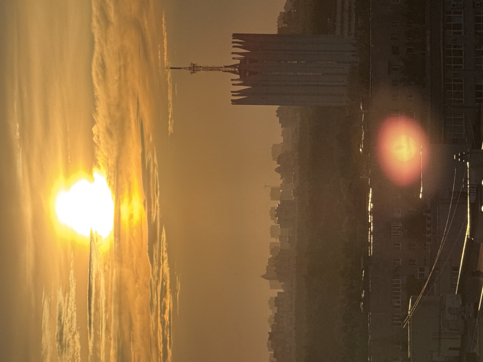 Golden hour captured over Russian urban landscape near Lednevo