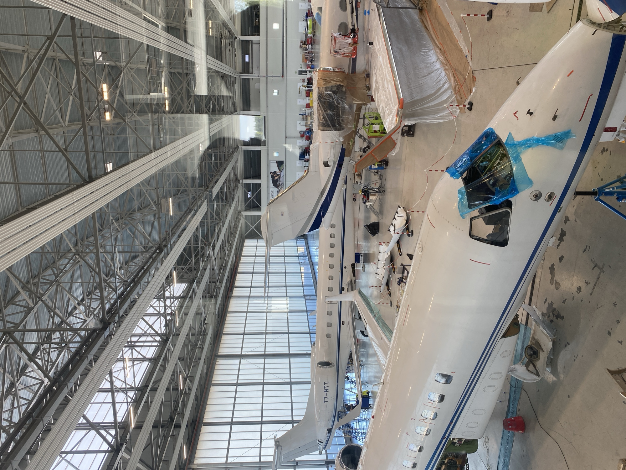 Business jets undergo maintenance in Skulte hangar facility
