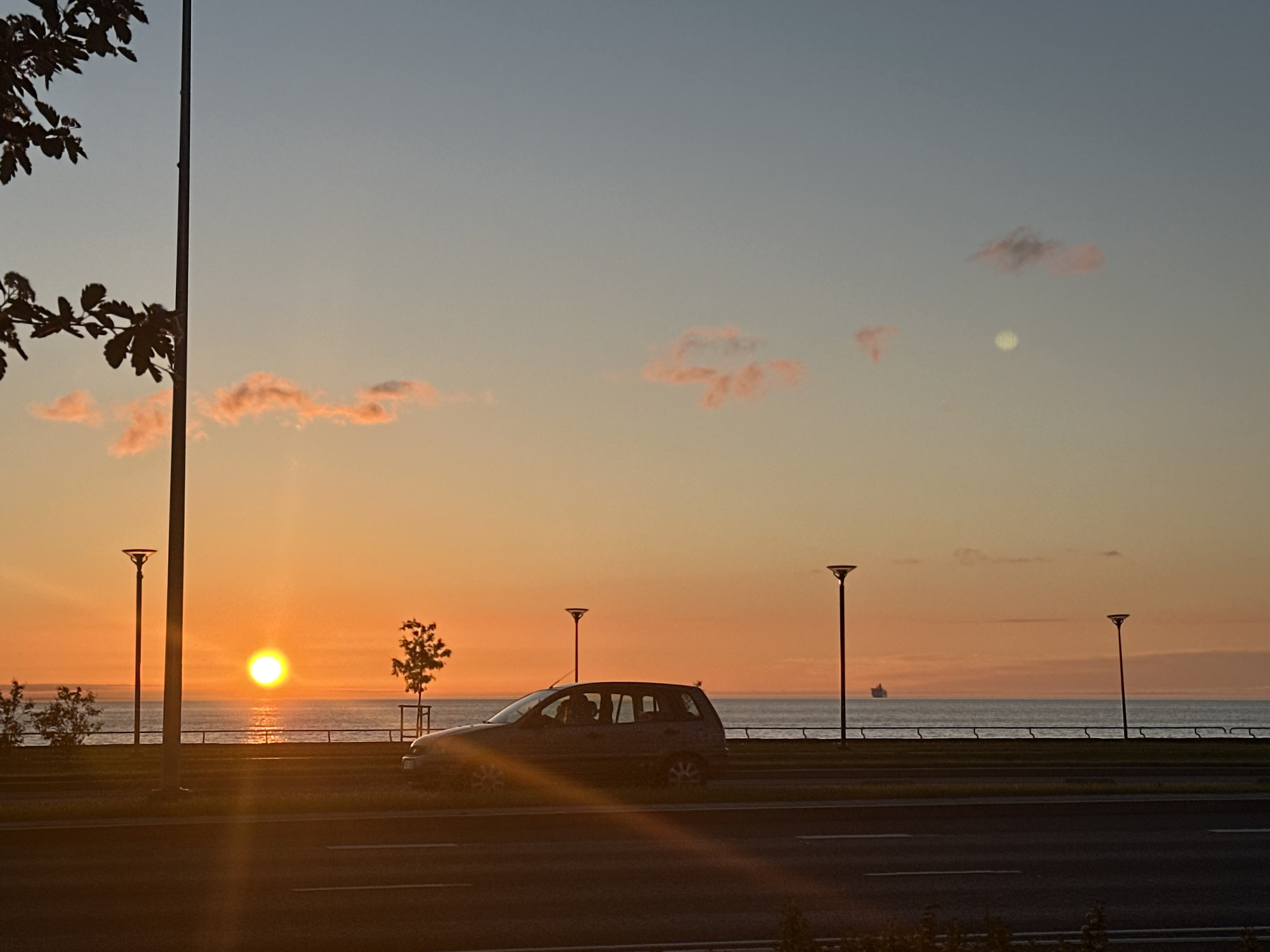 Sunset observed over Tallinn Bay from Pirita coastal road