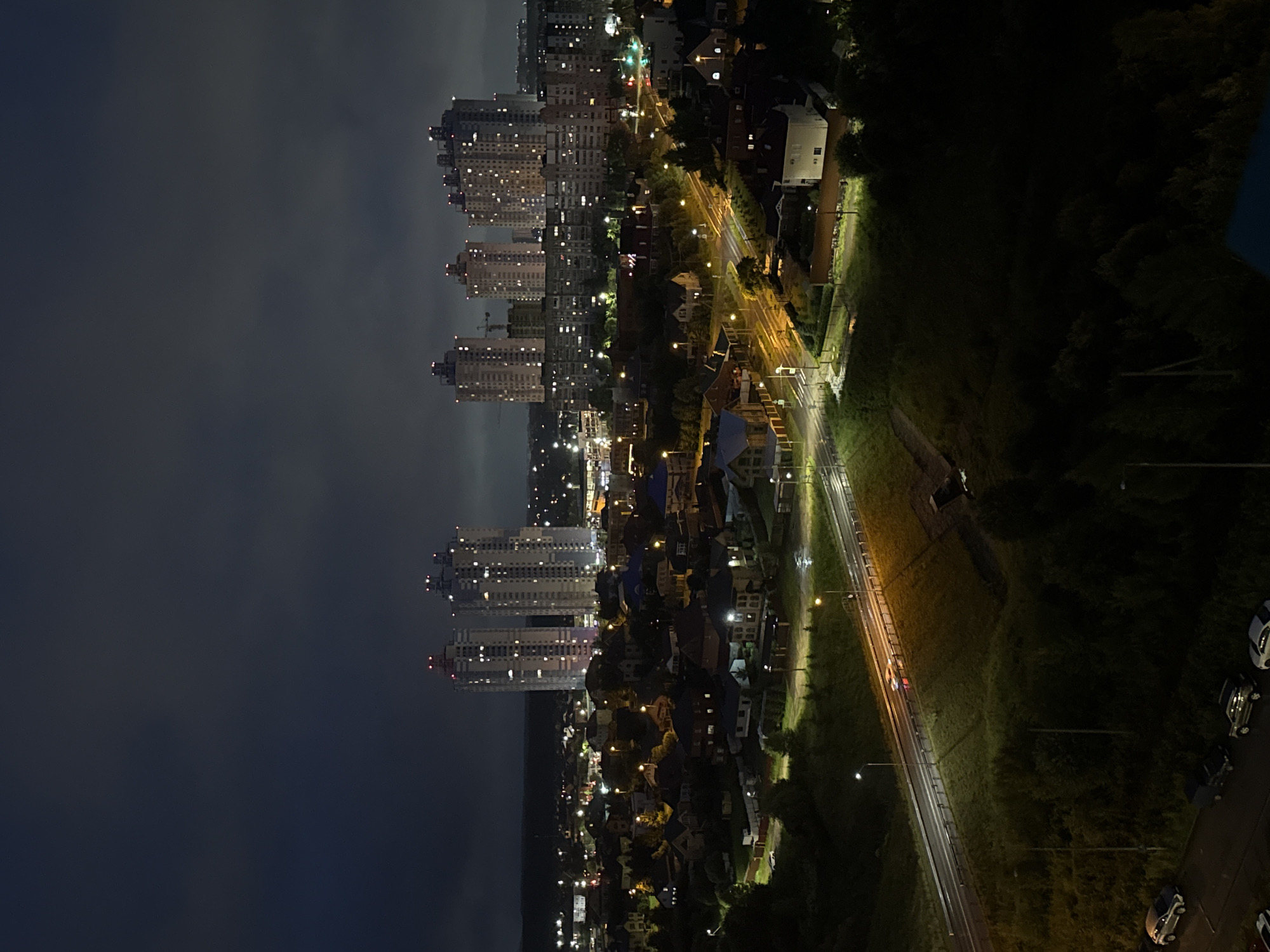 Perm at night, shot from above on a cloudy evening