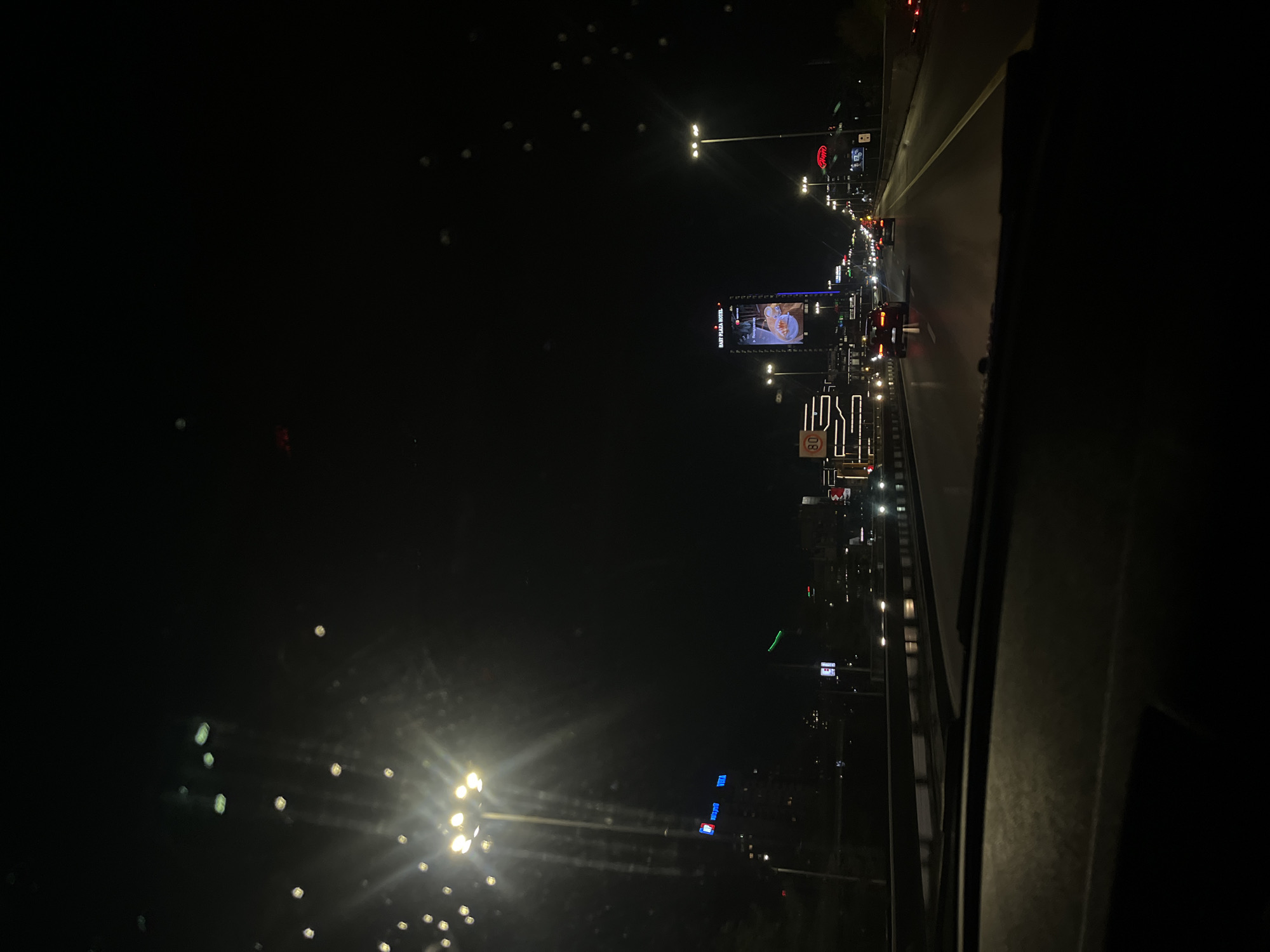 Nighttime highway traffic captured in Sofia, Bulgaria