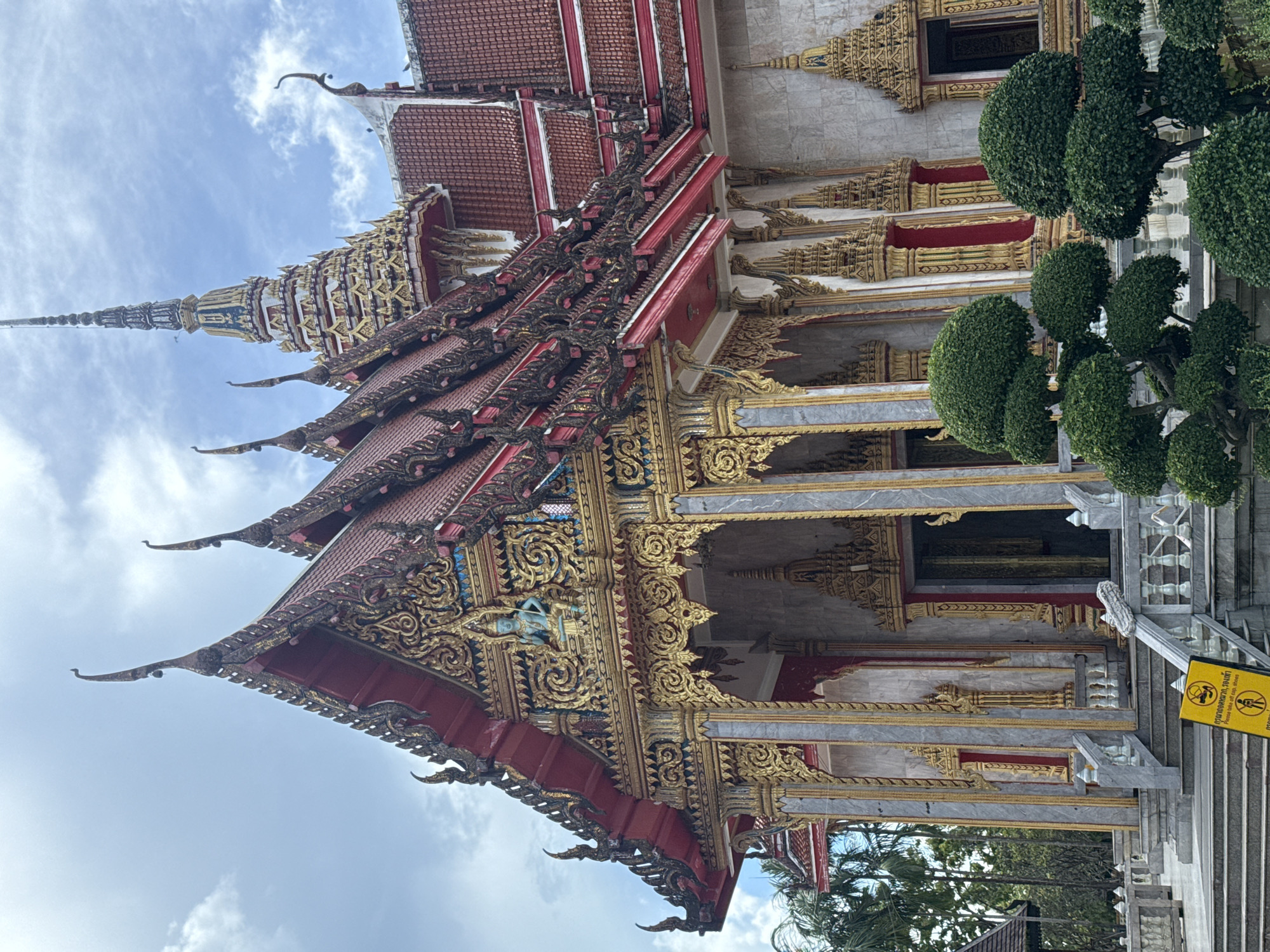 Wat Chalong temple grounds on a cloudy Phuket morning