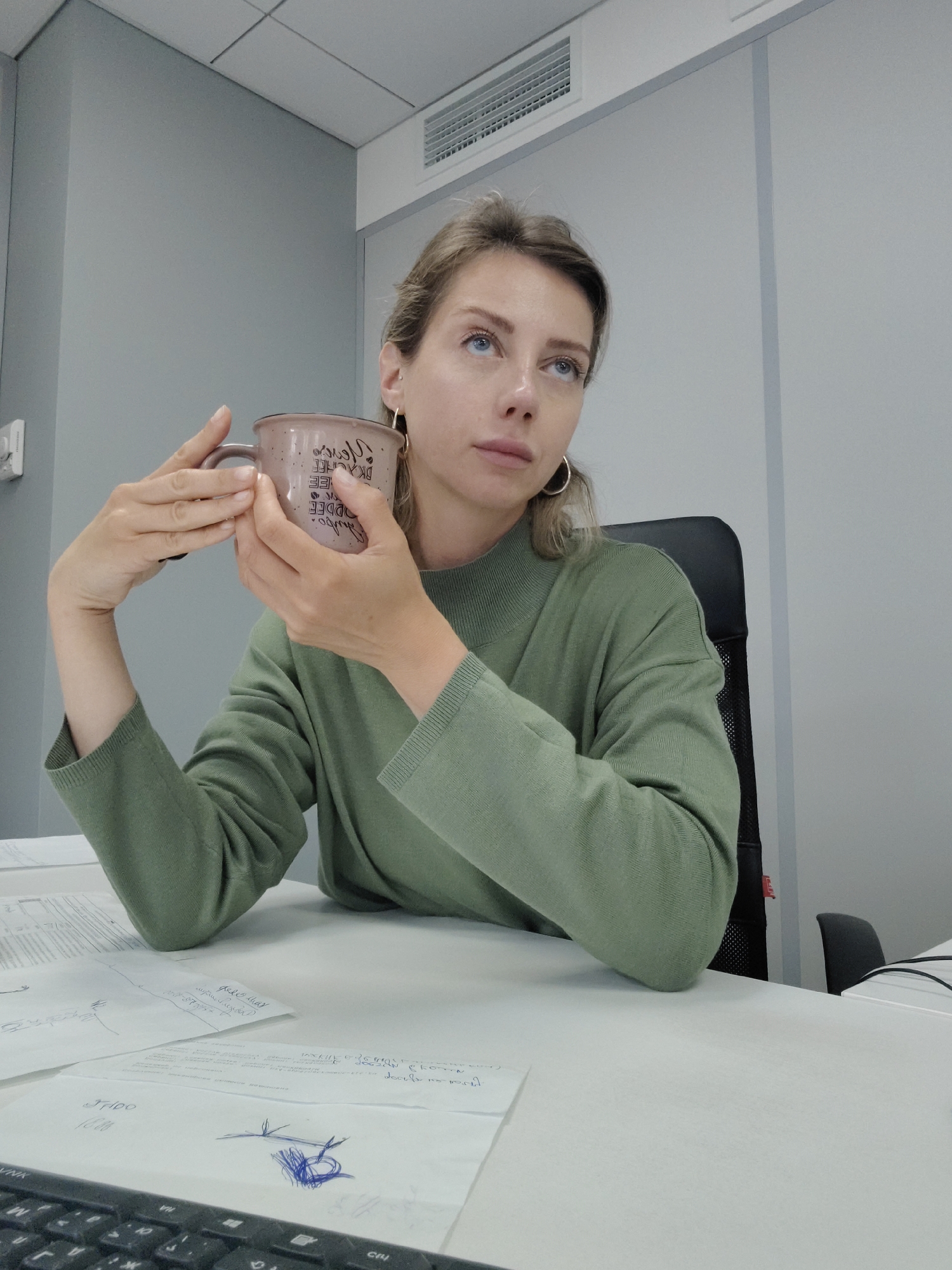 Office desk moment with a mug, Saint Petersburg