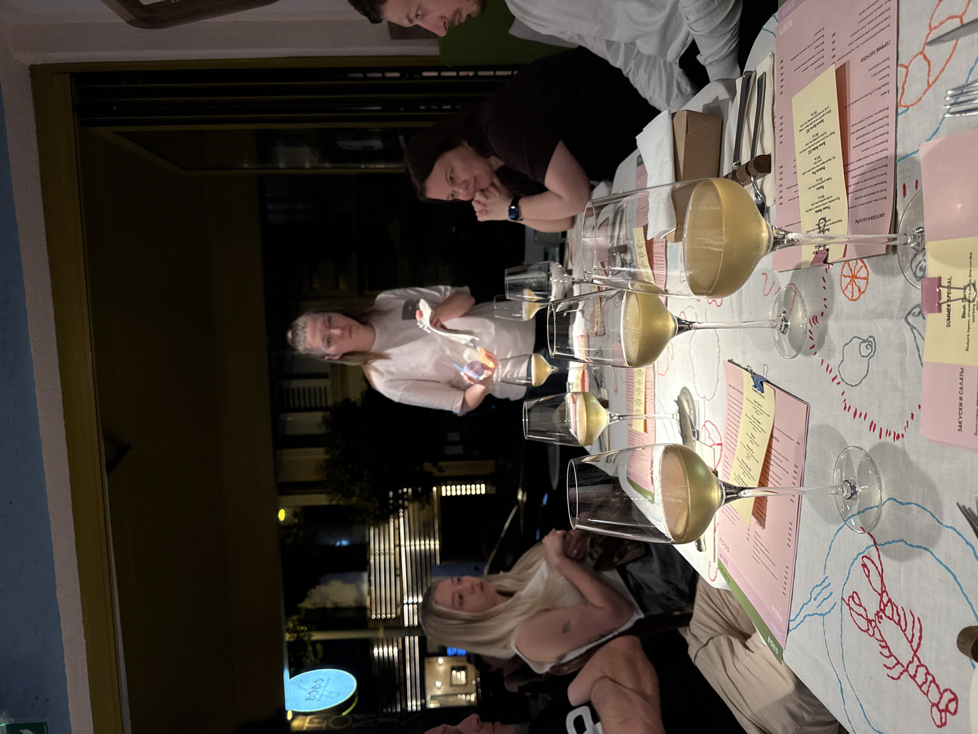 Evening dining and street scenes documented at Belgrade wine bar