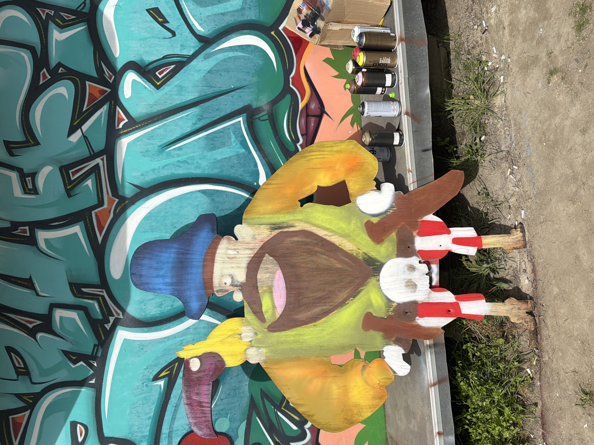 Colorful graffiti art spotted on wall in Varna, Bulgaria