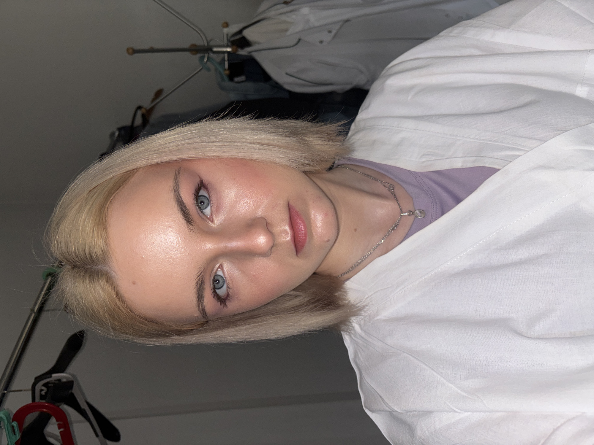 Blonde woman documented during breakfast routine in Russia