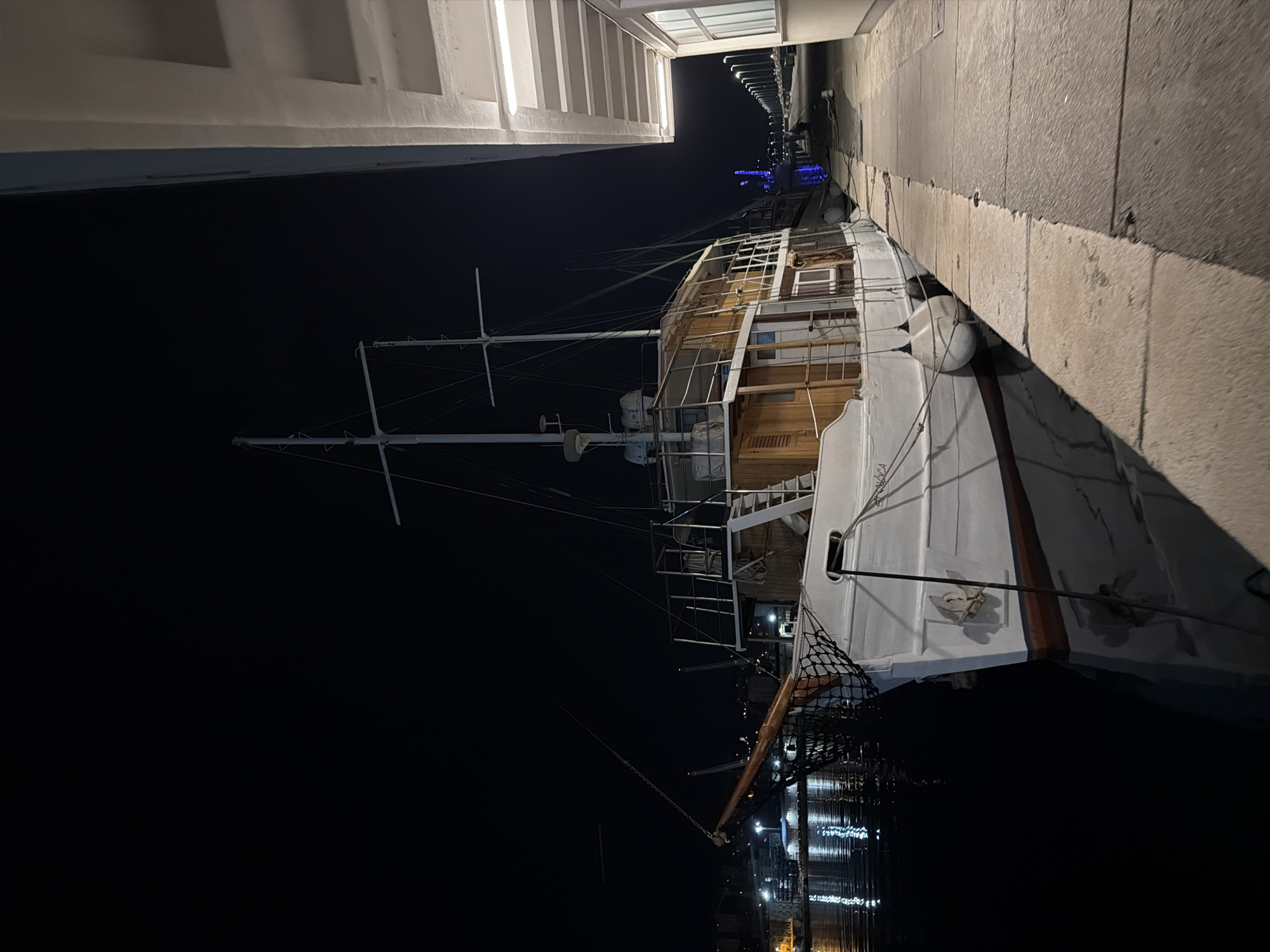 Modern yacht spotted in Rijeka waters at night
