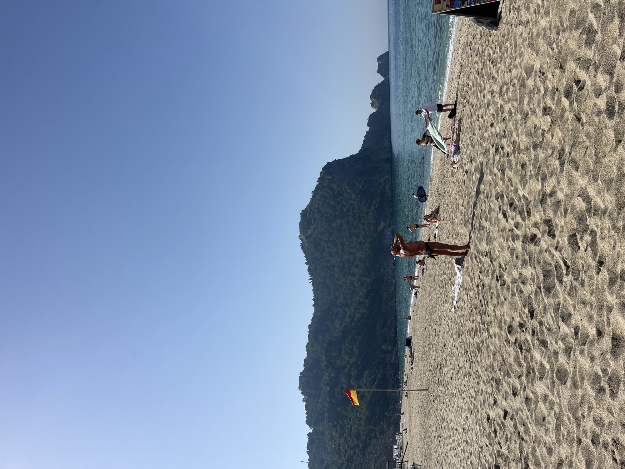 Early morning beach activity captured in Alanya, Turkey