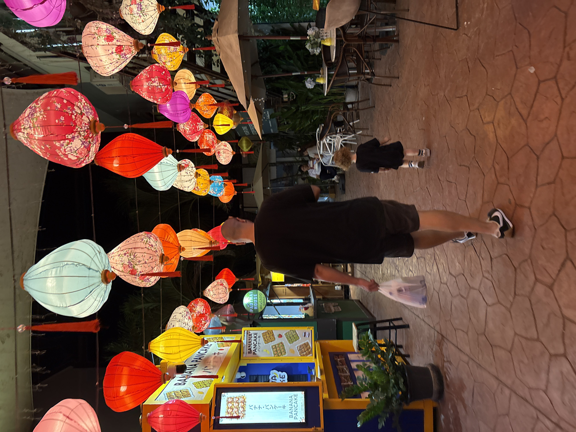 Evening street scene with lanterns documented in Choeng Thale