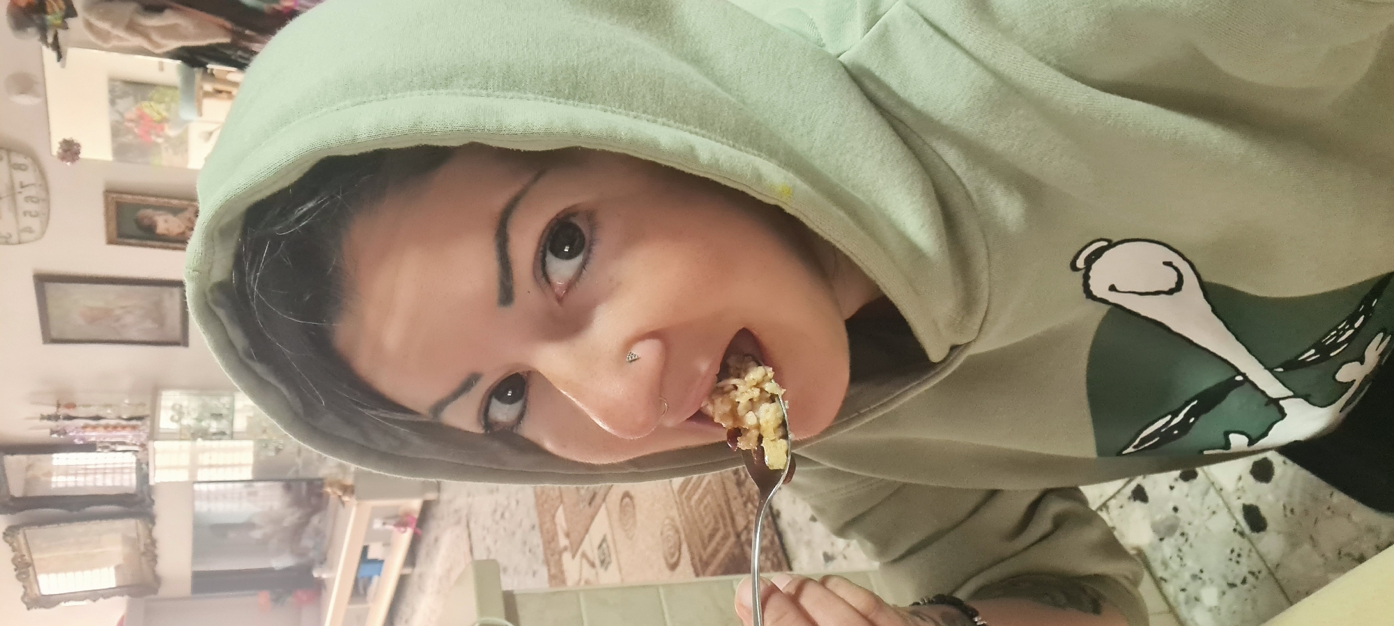 Person documented resting and eating at home in Nahariyya