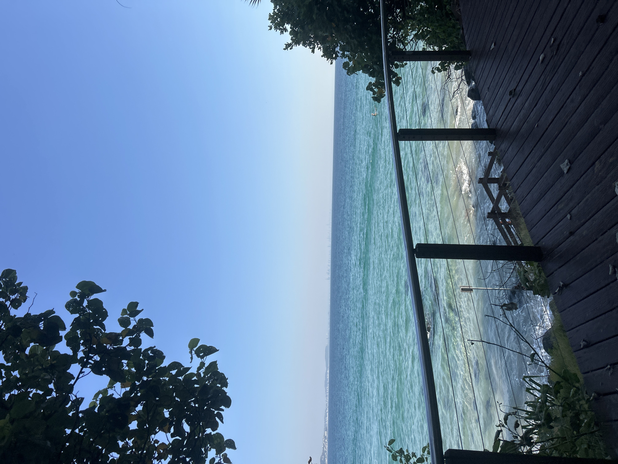 Coastal view captured from wooden deck in Coolangatta