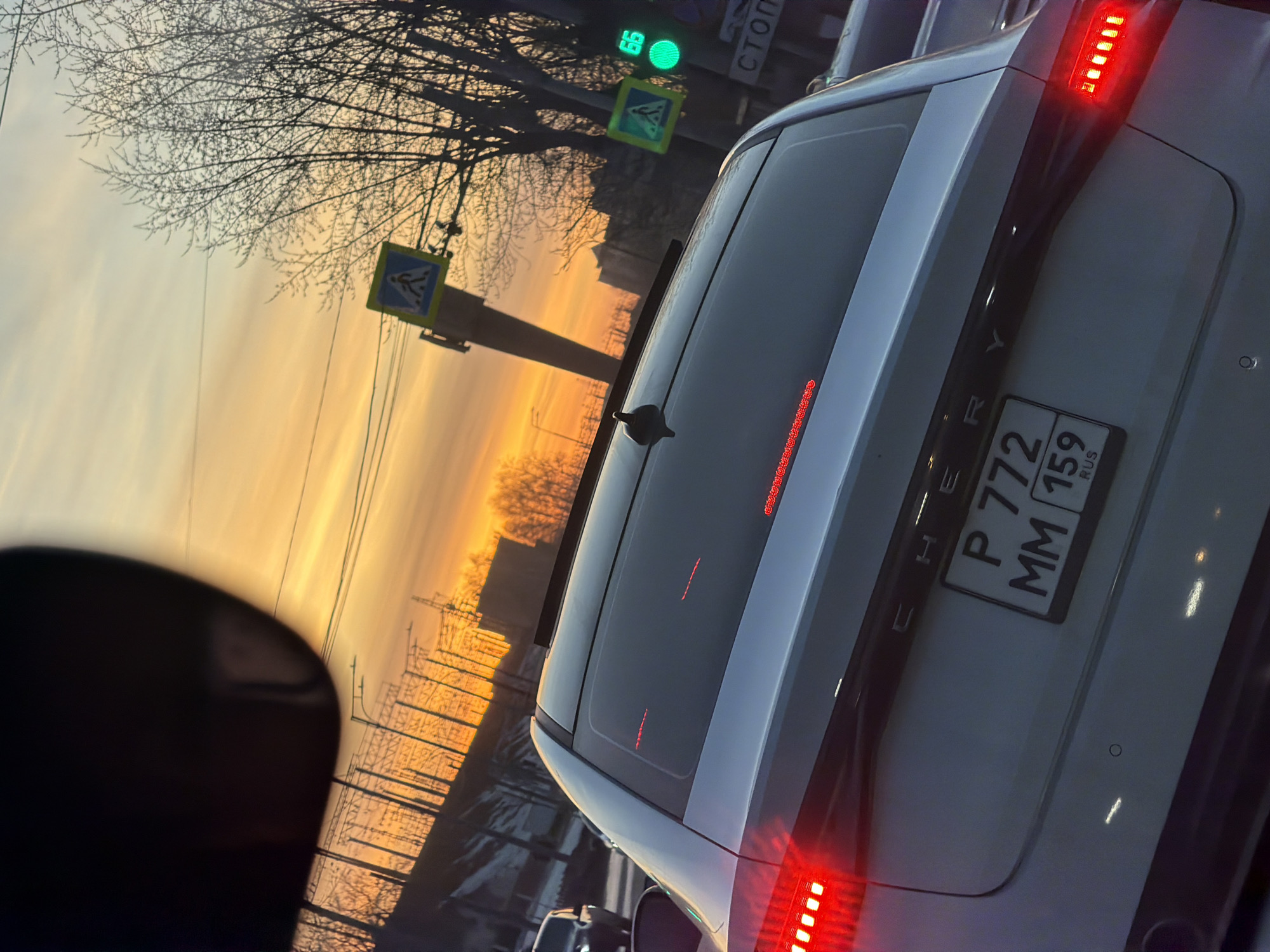 Traffic jam documented by drivers in Perm, Russia
