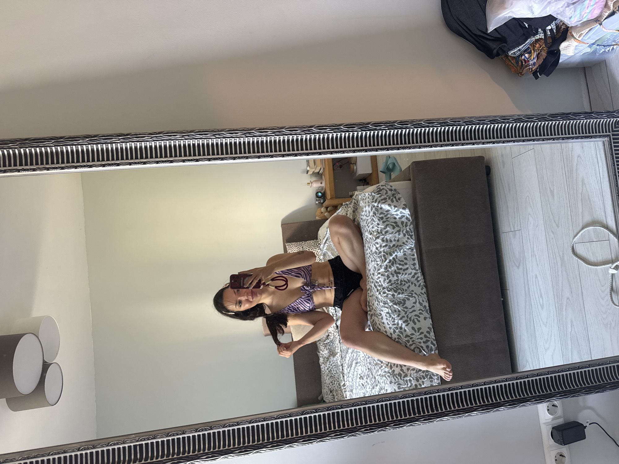 Getting-ready mirror selfies in Burgas, same outfit, multiple rooms