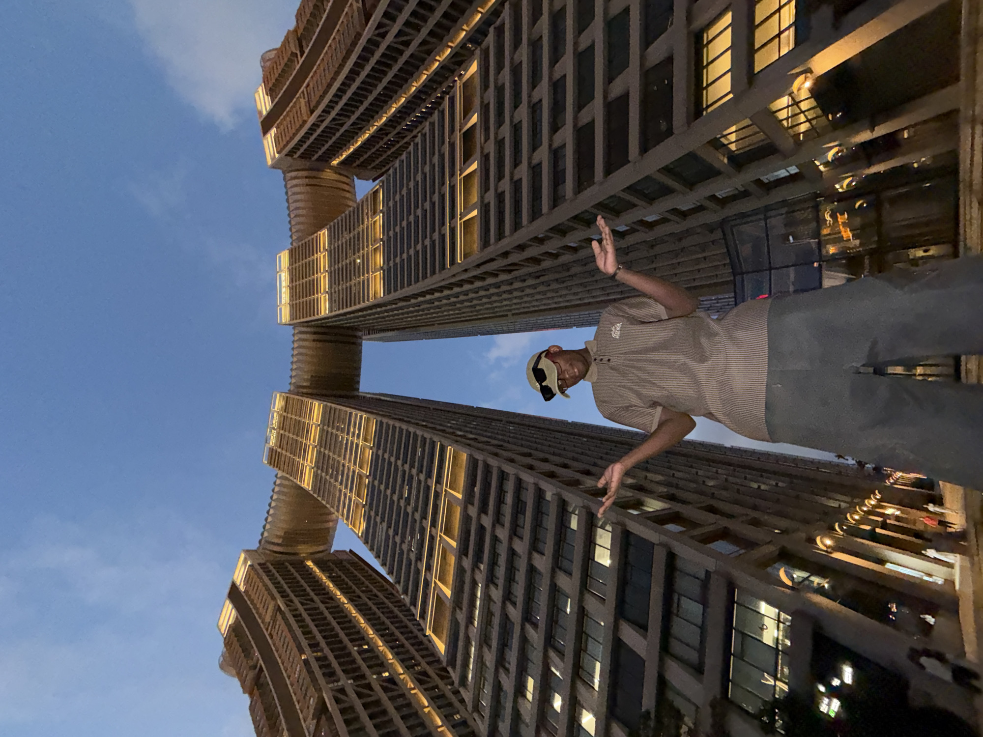 Posing and hanging out at Raffles City Chongqing's skybridge towers