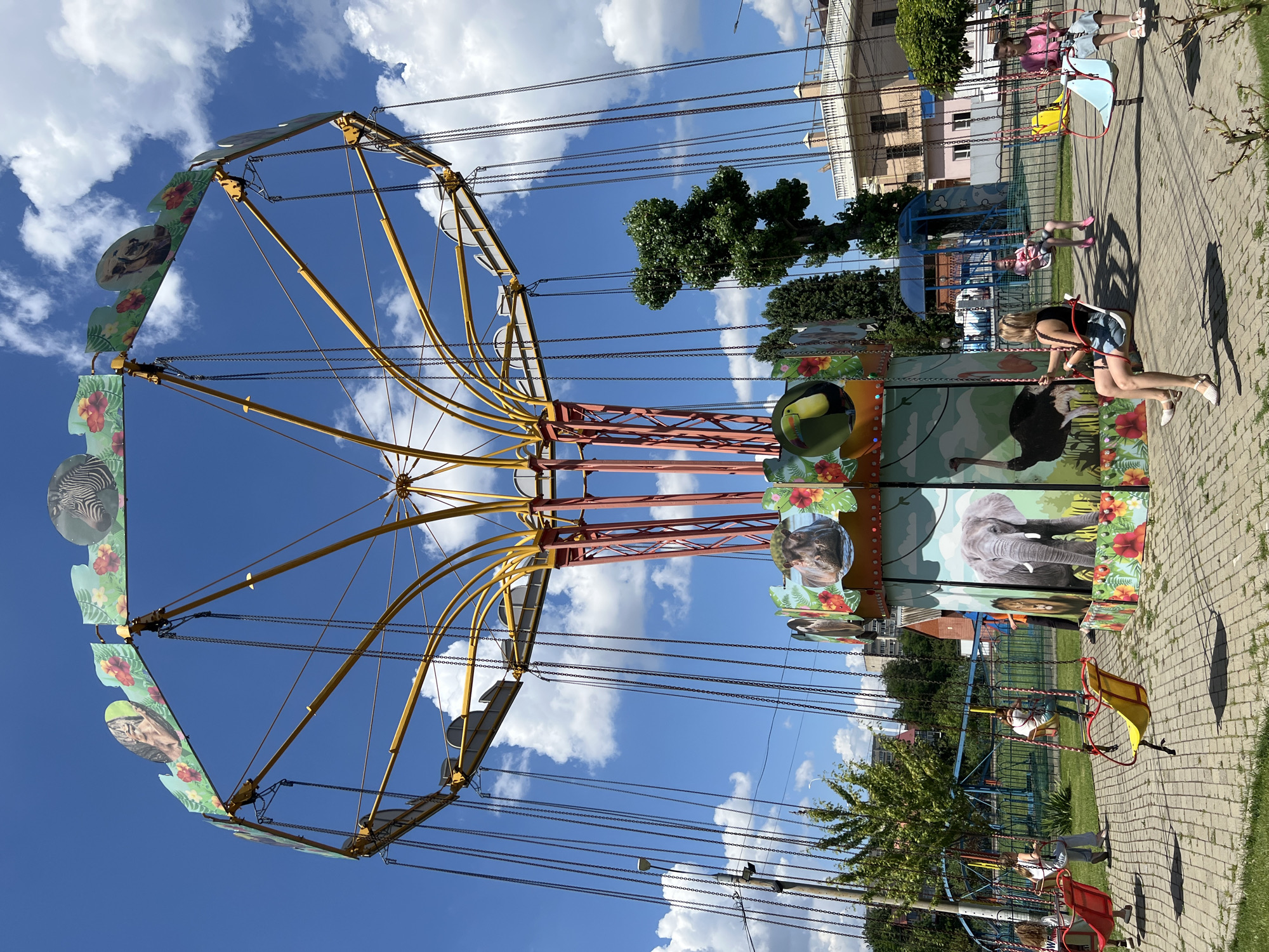 Summer afternoon at Krasnodar's riverside park and amusement area
