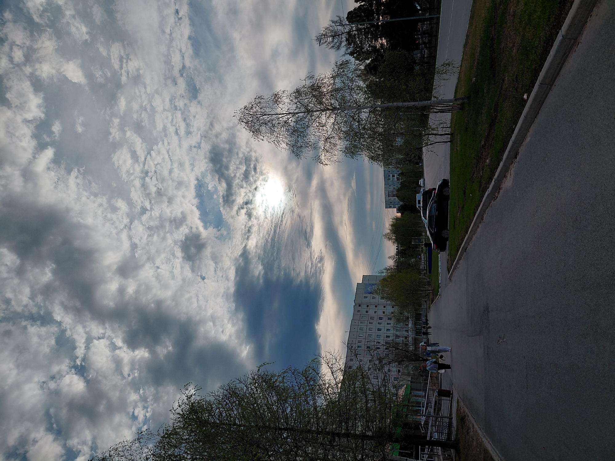 Dramatic sky observed over Nadym street scene