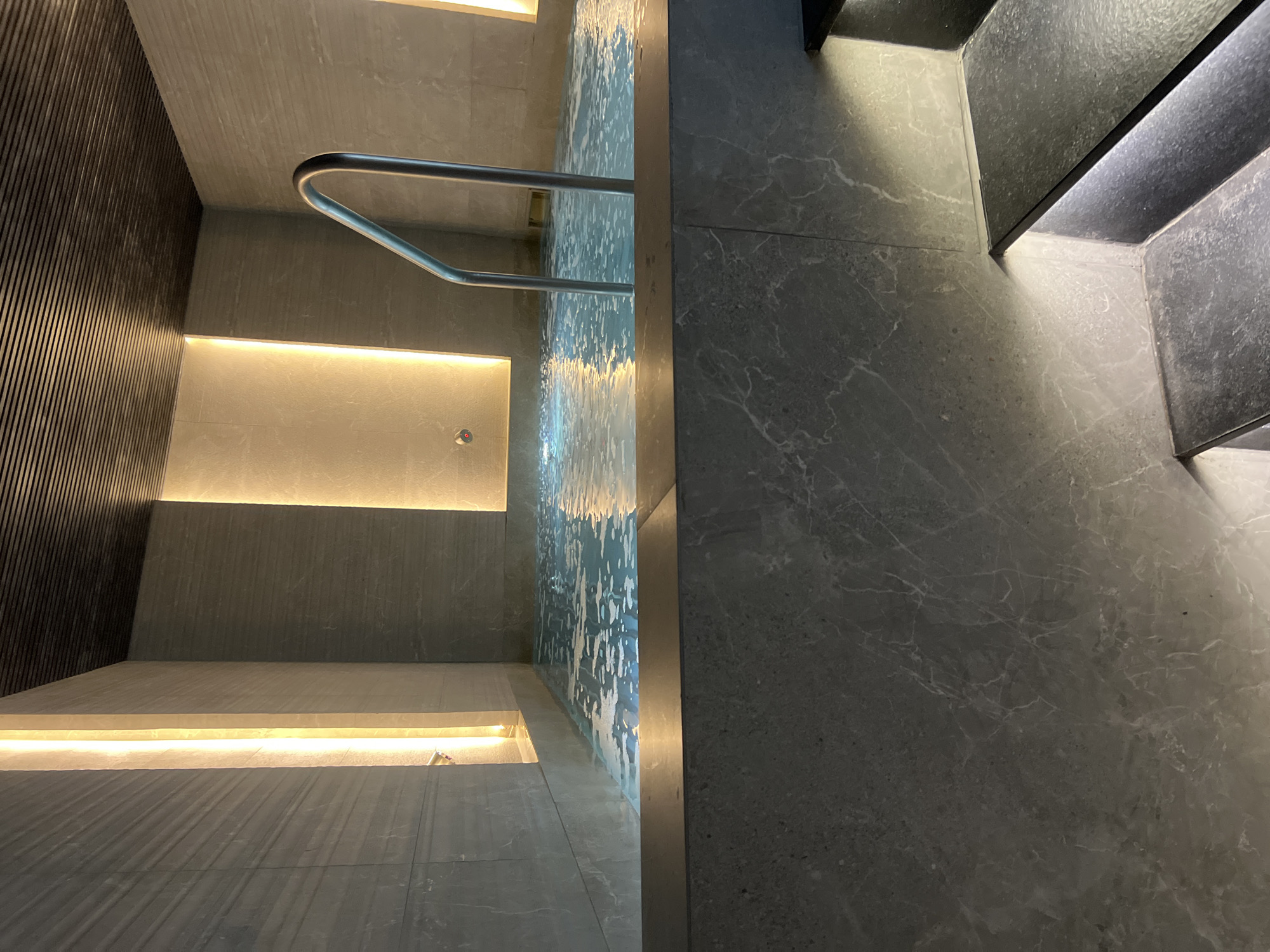 Upscale spa interior with sauna, hot tub, and fireplace in Plovdiv