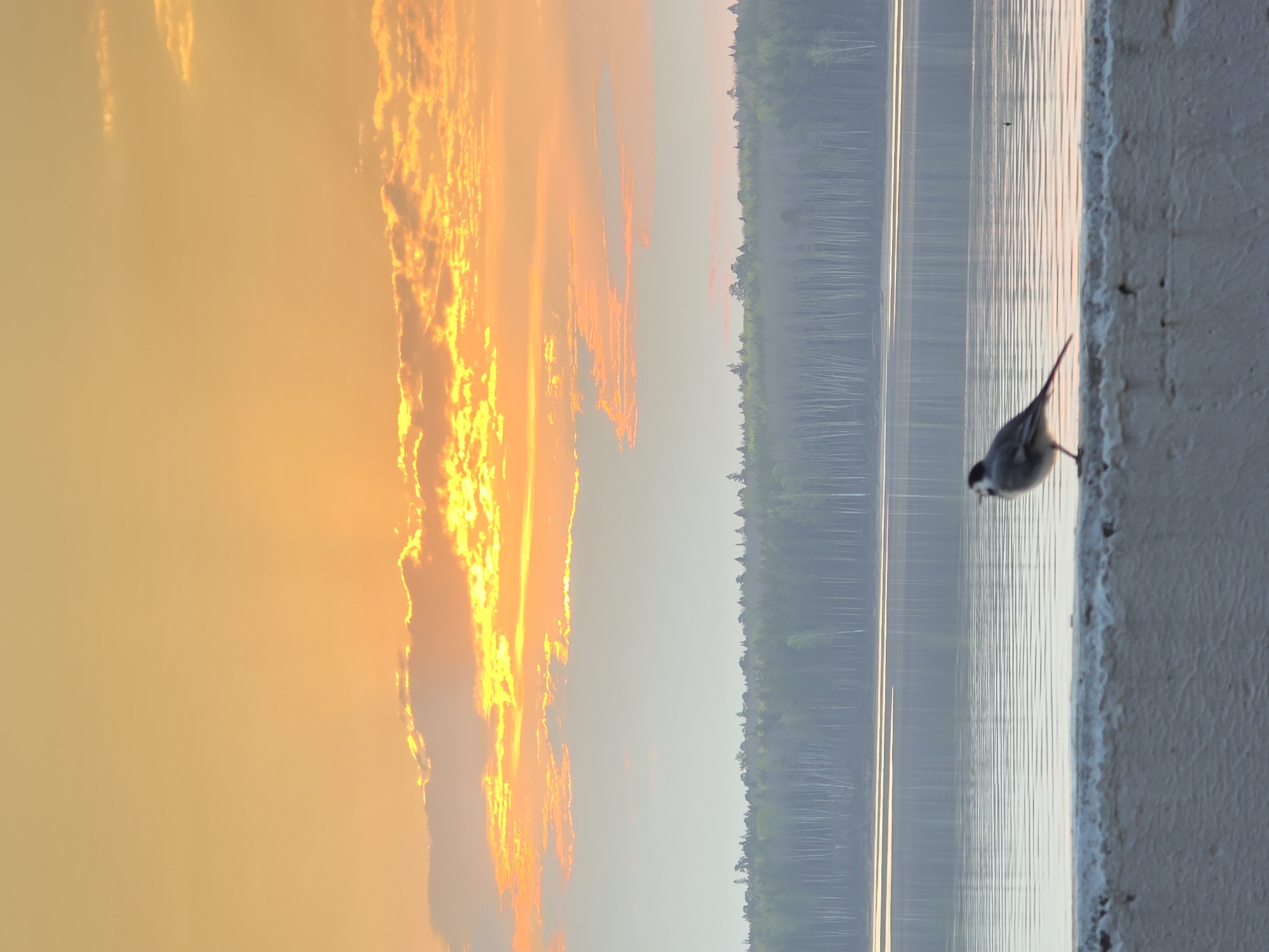 Sunset over lake witnessed in Chaikovsky, Russia