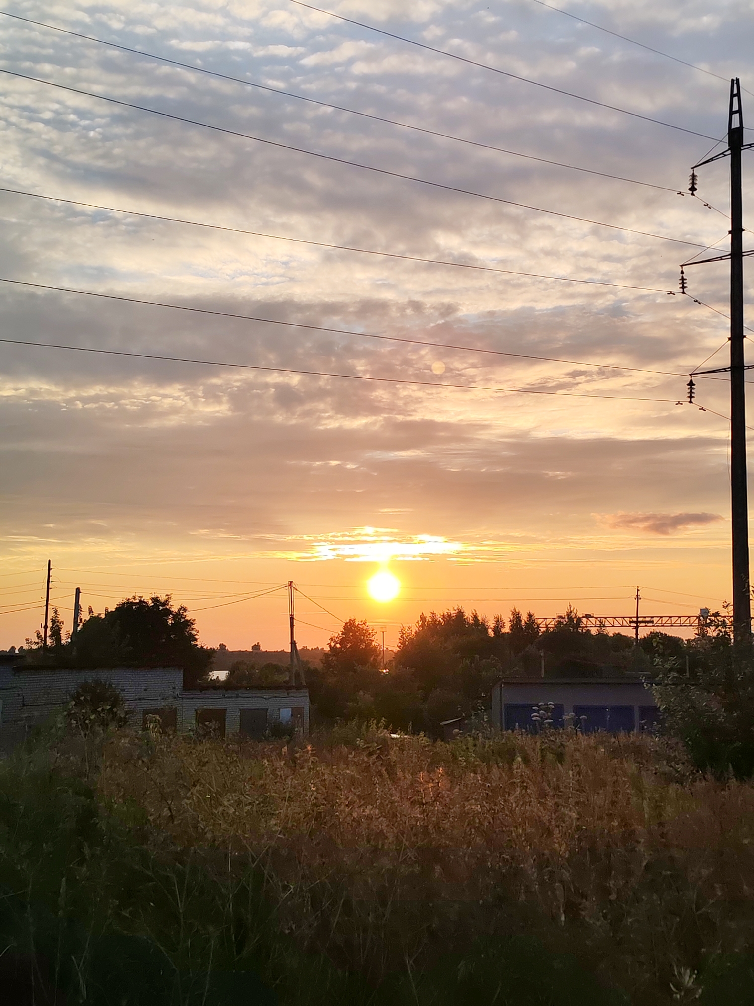 Golden hour across fields and waterfront in Chelganovo