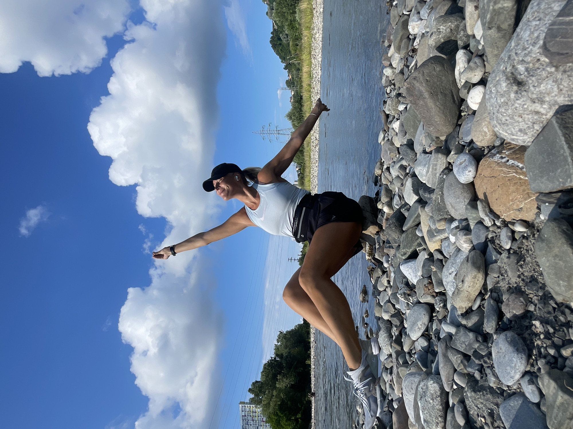 Hanging out by a rocky riverbank in Sochi