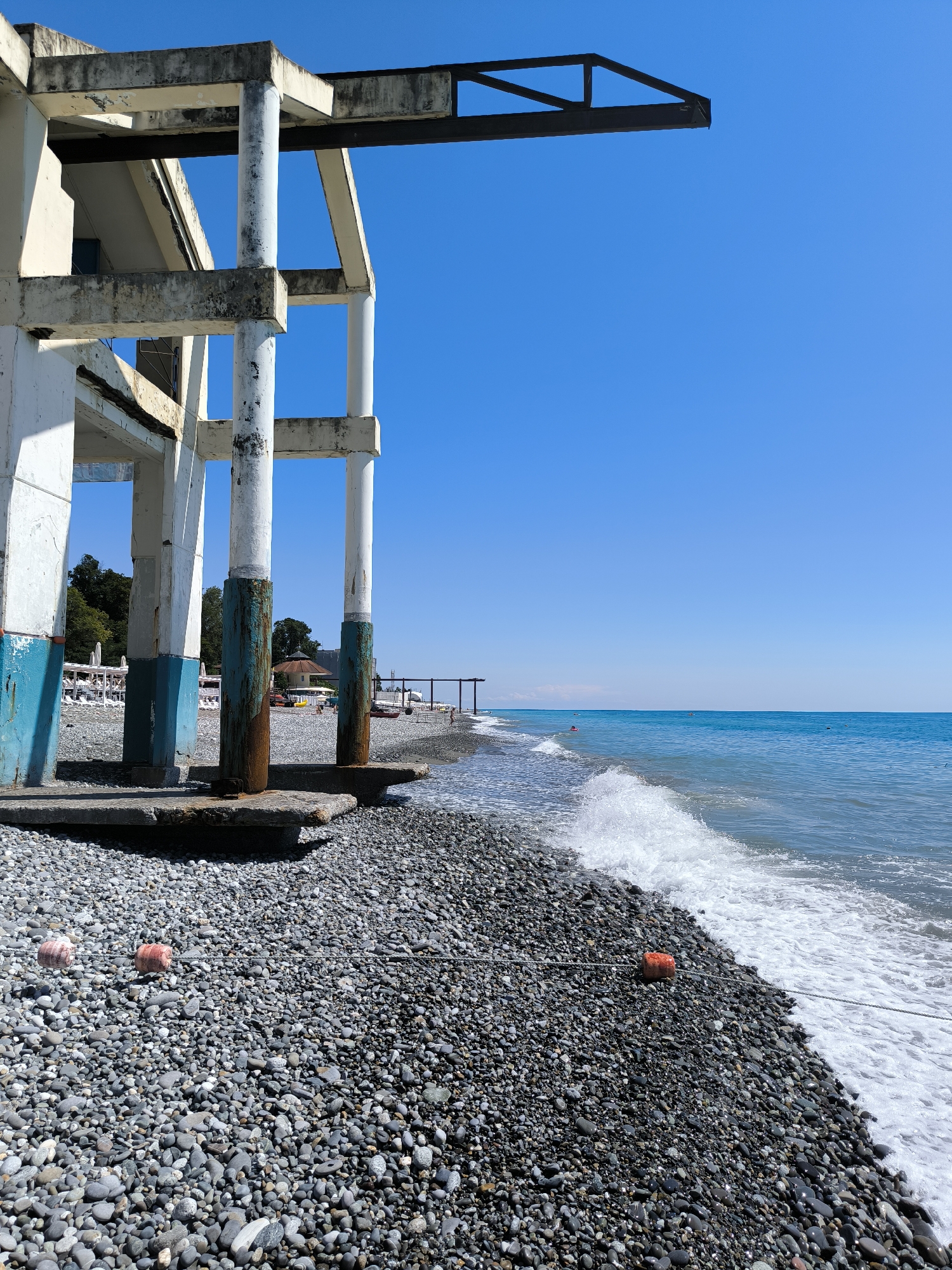 Sochi's Black Sea beach on a sunny summer day