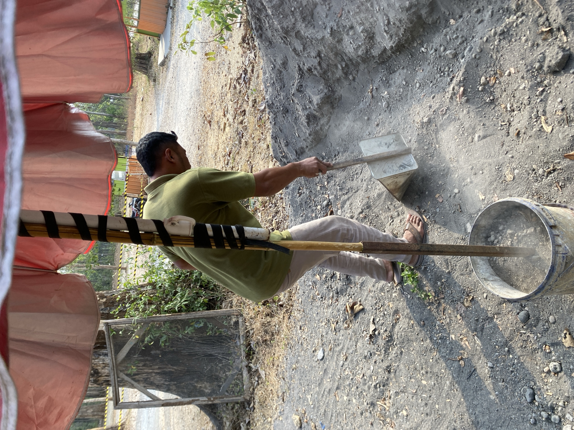 Digging work underway at an outdoor site
