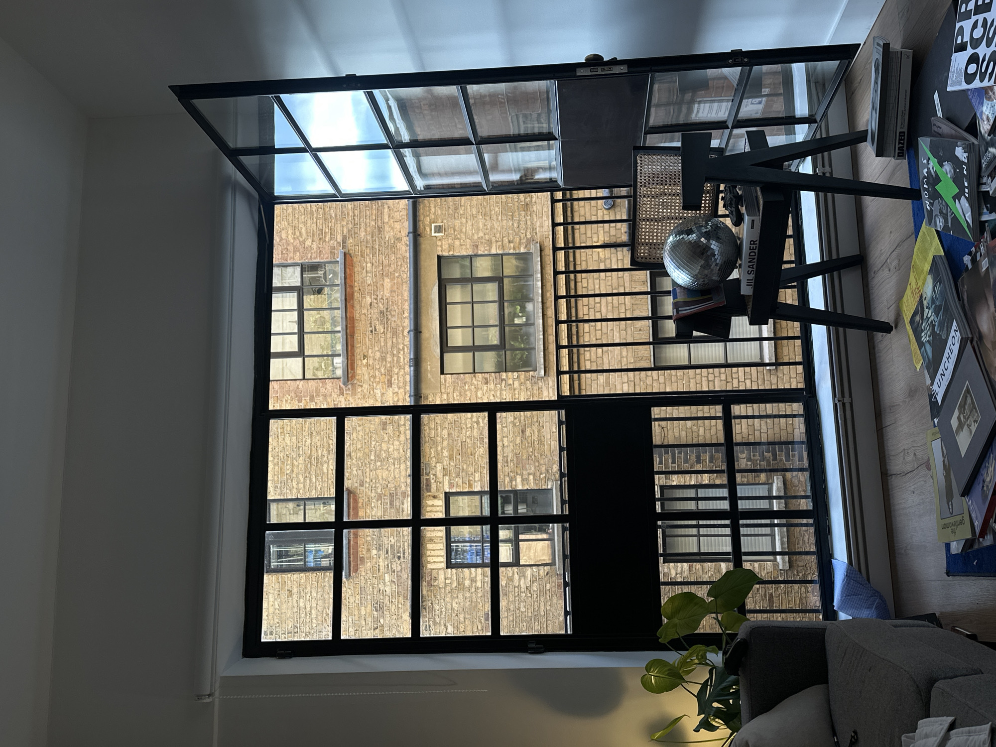 Urban window view captured in London building