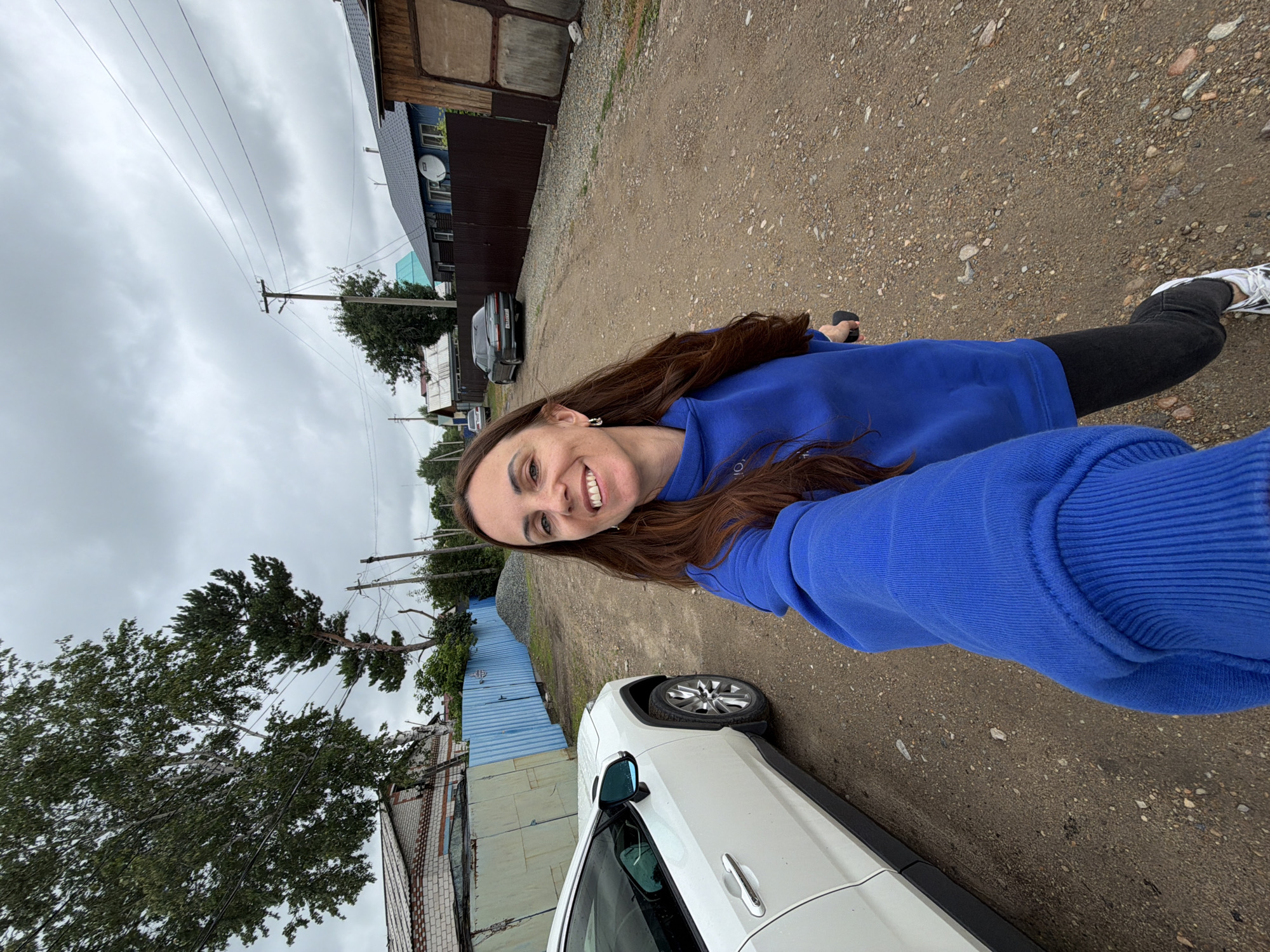 Quiet morning stop in a rural Russian village