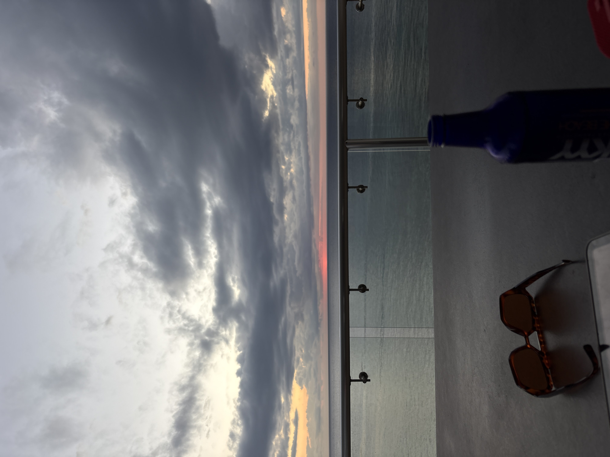 Cloudy dawn sky observed from Cozumel balcony